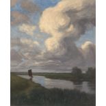 Hans am Ende. Torfboot auf der Hamme. Um 1895