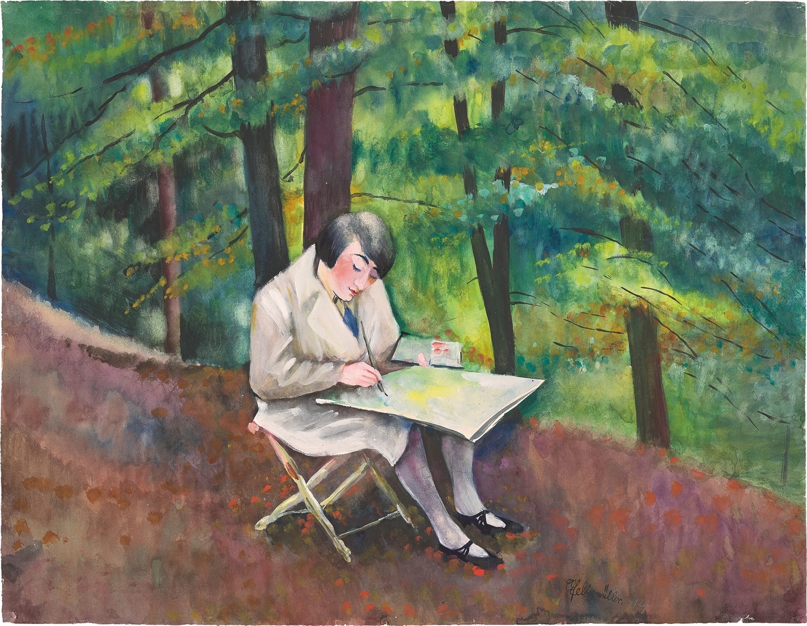 Conrad Felixmüller. ”Malschülerin im Walde”. 1929