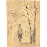 Max Liebermann. „Frau mit Kind am Wannsee-Ufer“. (Vor) 1926