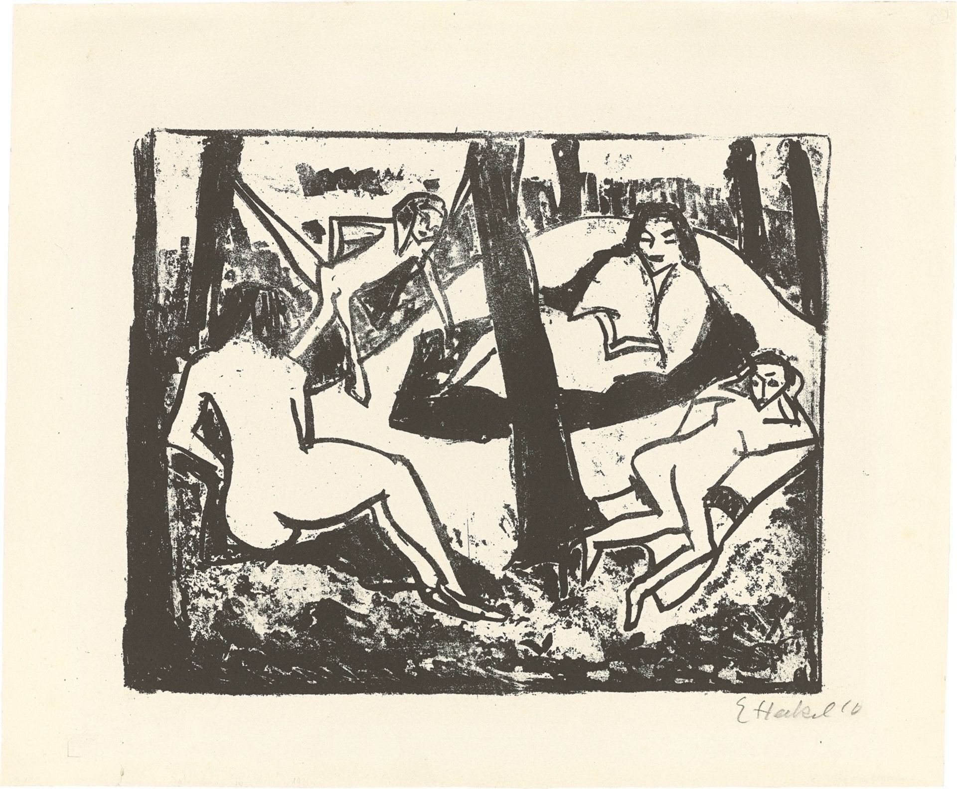 Erich Heckel. „Szene im Wald“. 1910