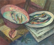 Anta Rupflin. ”Küchenstilleben mit Fischen”. 1925/30