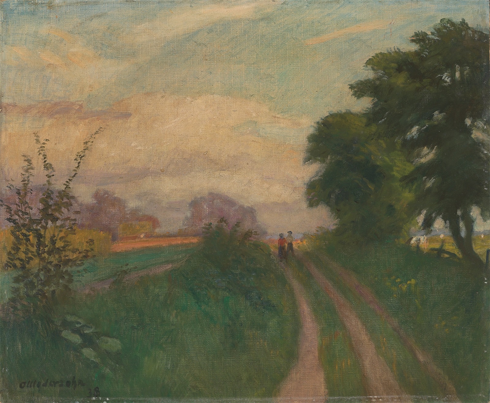 Otto Modersohn. ”Weg nach Surheide - Abendsonne”. 1938