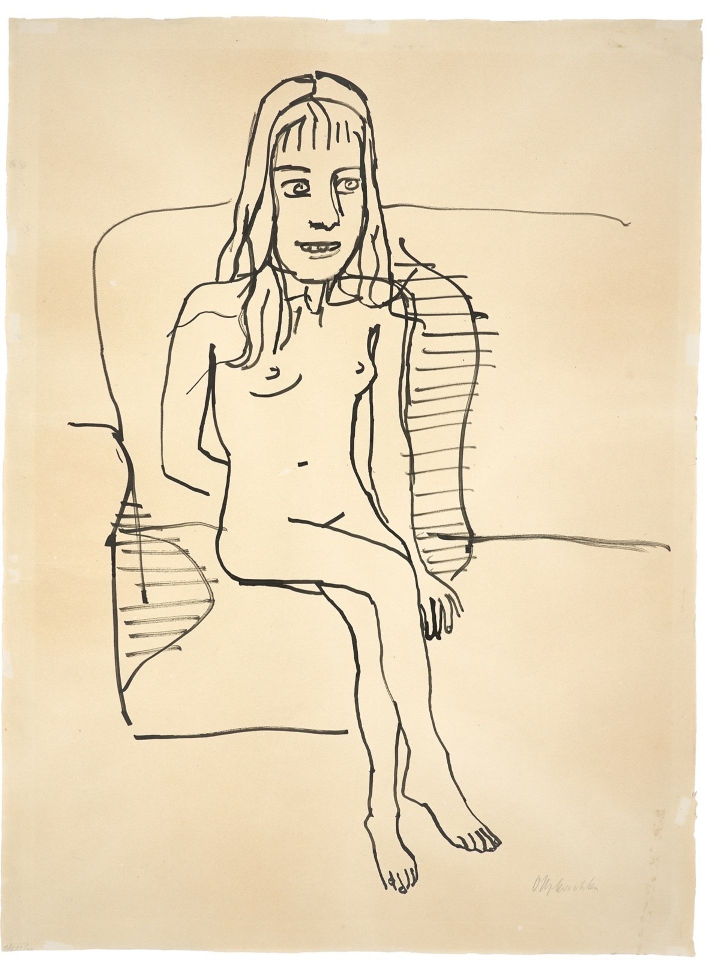 Oskar Kokoschka. Sitzender Mädchenakt. 1920/21