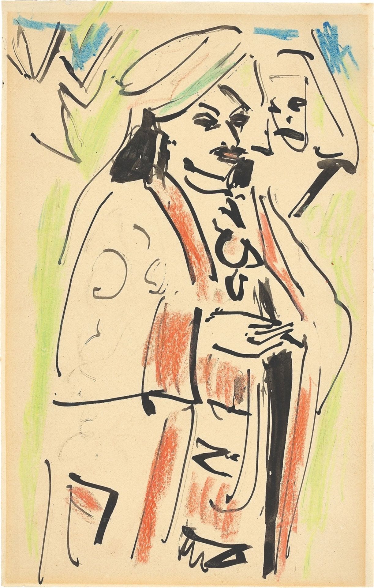 Ernst Ludwig Kirchner. Orientale mit Turban. Um 1910