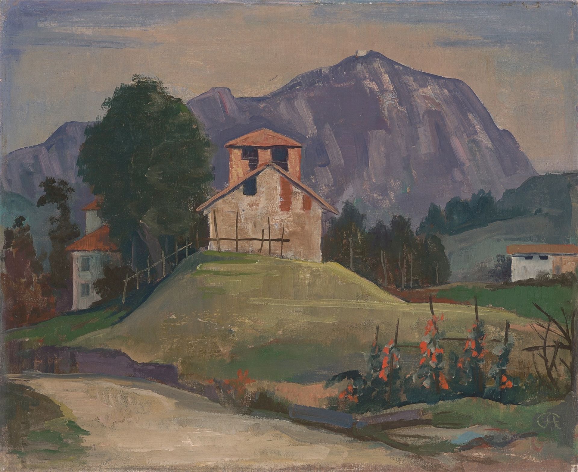 Karl Hofer. „Haus auf dem Hügel (mit Monte Generoso)“. Um 1928