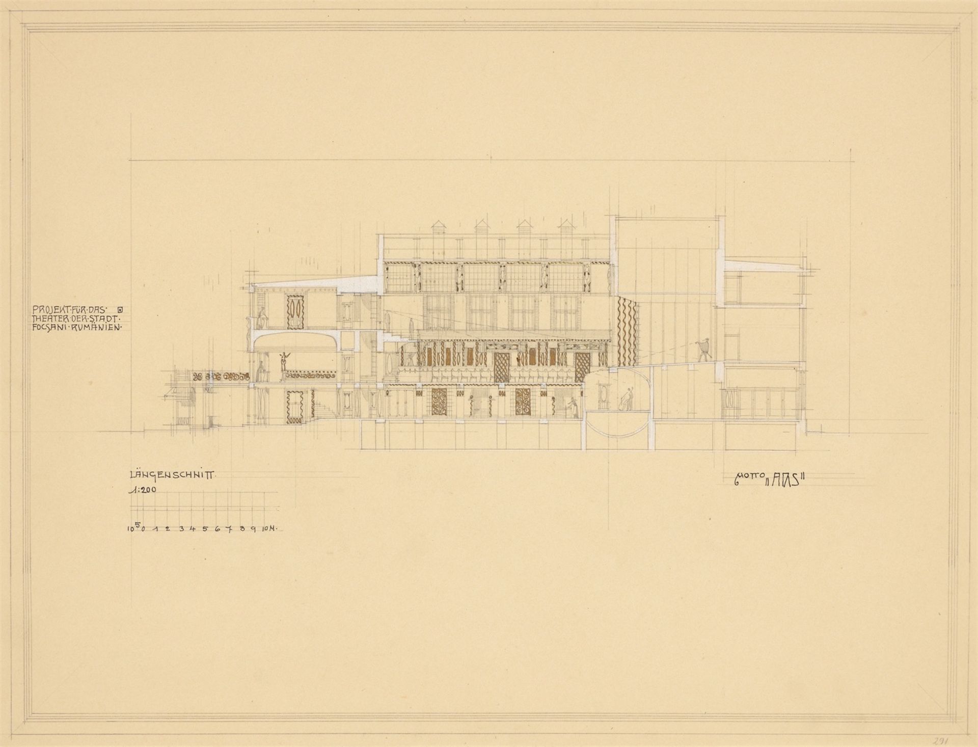 Marcel Kammerer. Wettbewerbsprojekt für das Theater Maior Gheorghe Pastia in Focsani. 1909 - Bild 2 aus 8