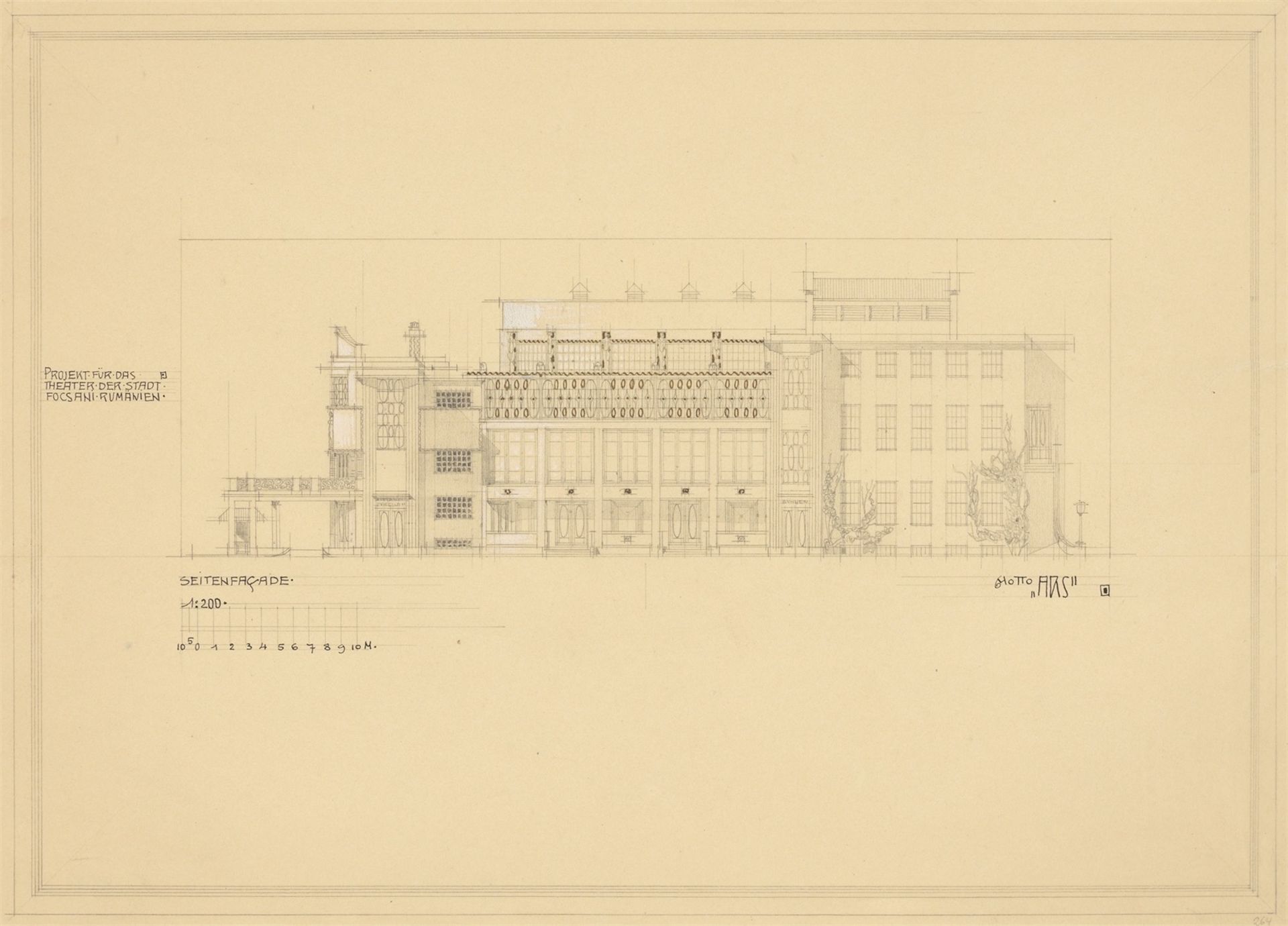 Marcel Kammerer. Wettbewerbsprojekt für das Theater Maior Gheorghe Pastia in Focsani. 1909 - Image 4 of 8