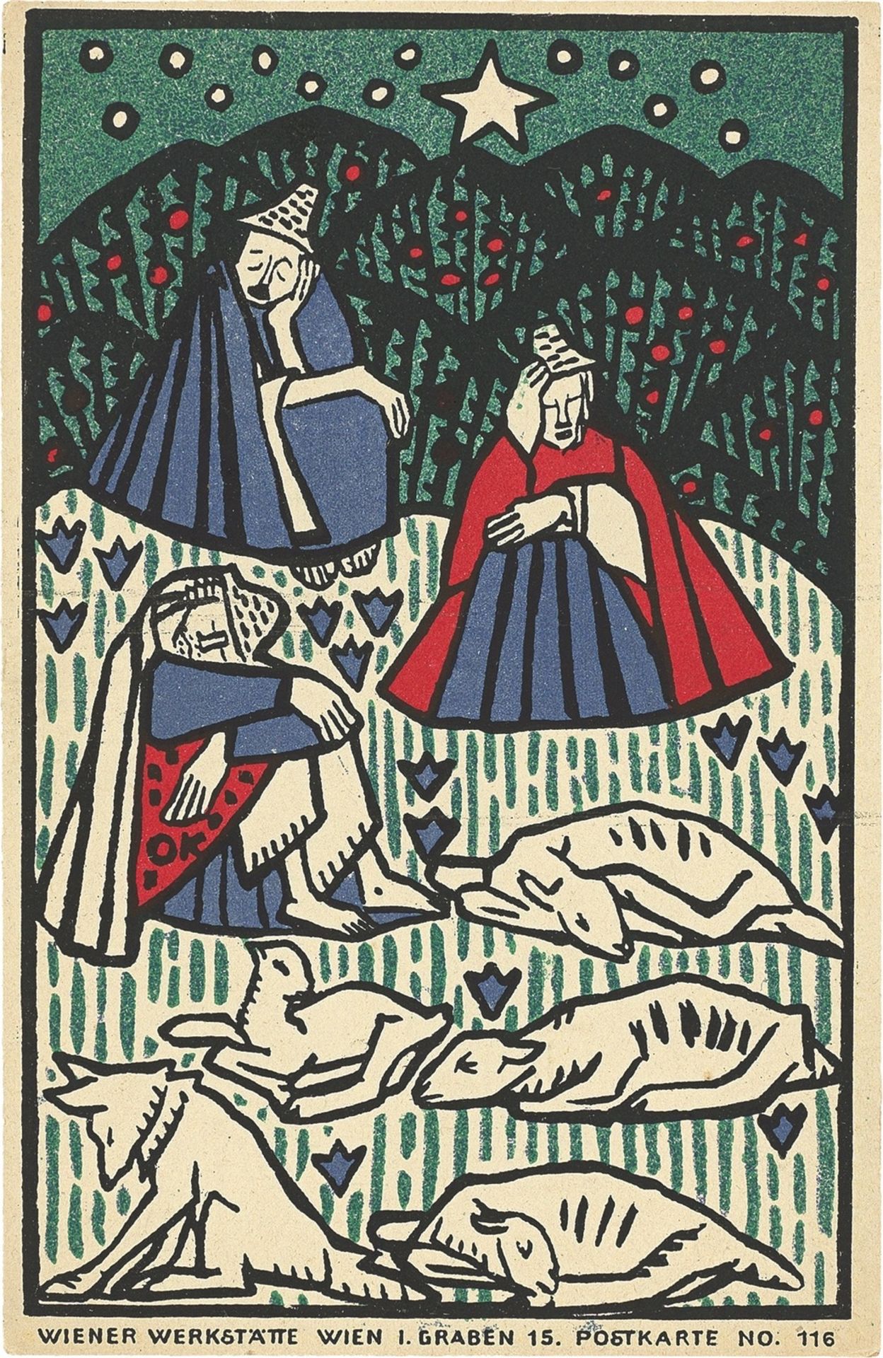 Oskar Kokoschka. „Drei Hirten, Hund und Schafe“ / „Mädchen auf Wiese vor einem Dorf“ / „…. 1906–1908