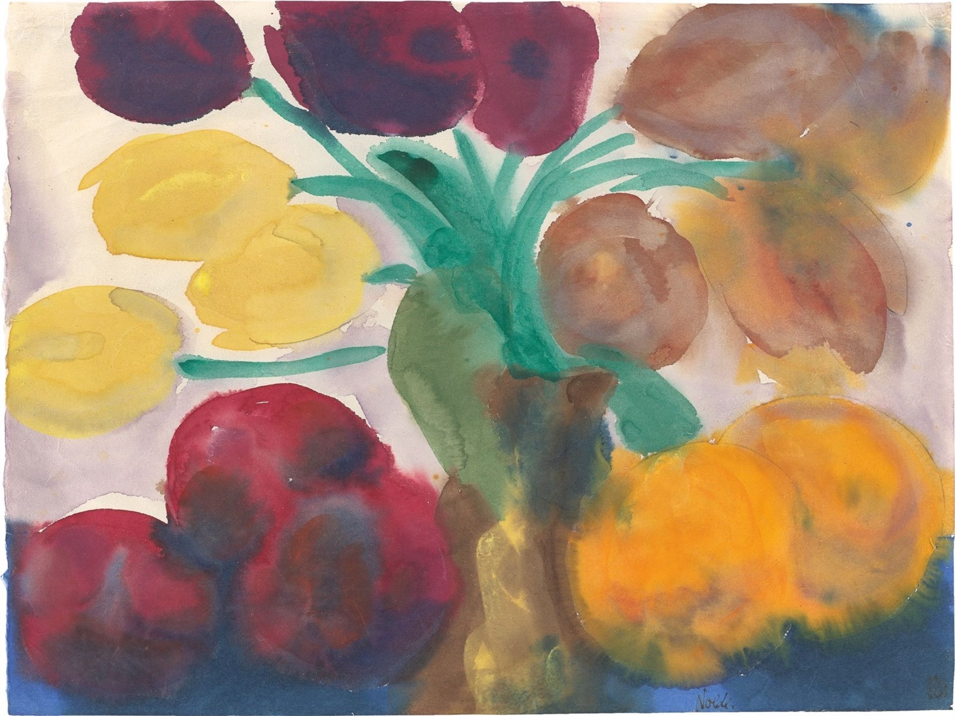 Emil Nolde. Stillleben mit Tulpen und Früchten. (Vor) 1925