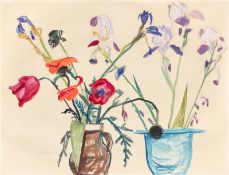 Gabriele Münter. ”Zwei Vasen mit Sommerblumen”. 1943