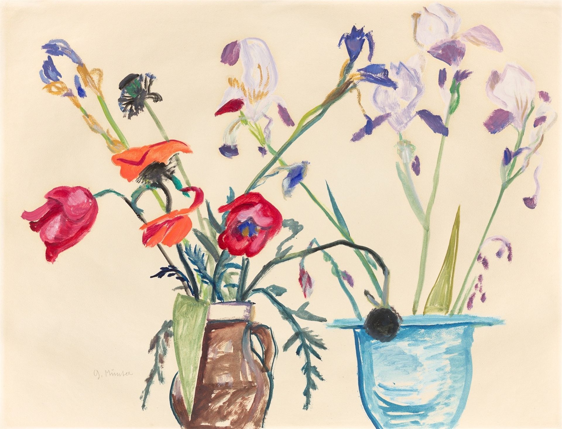 Gabriele Münter. „Zwei Vasen mit Sommerblumen“. 1943