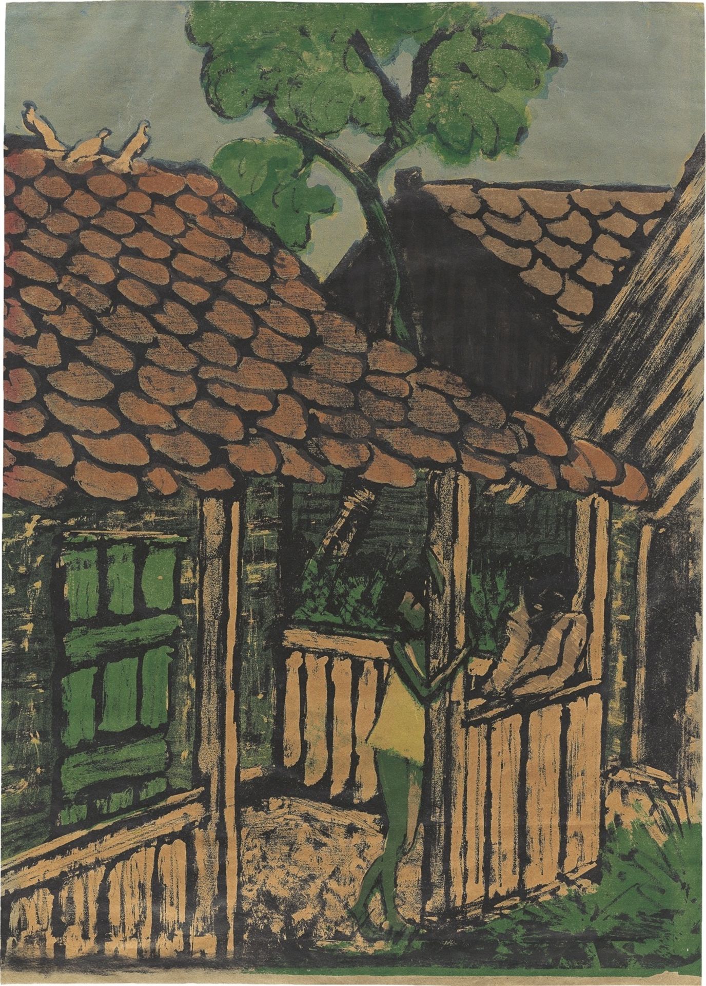 Otto Mueller. „Zwei Zigeunerkinder vor der Hütte“. 1926/27