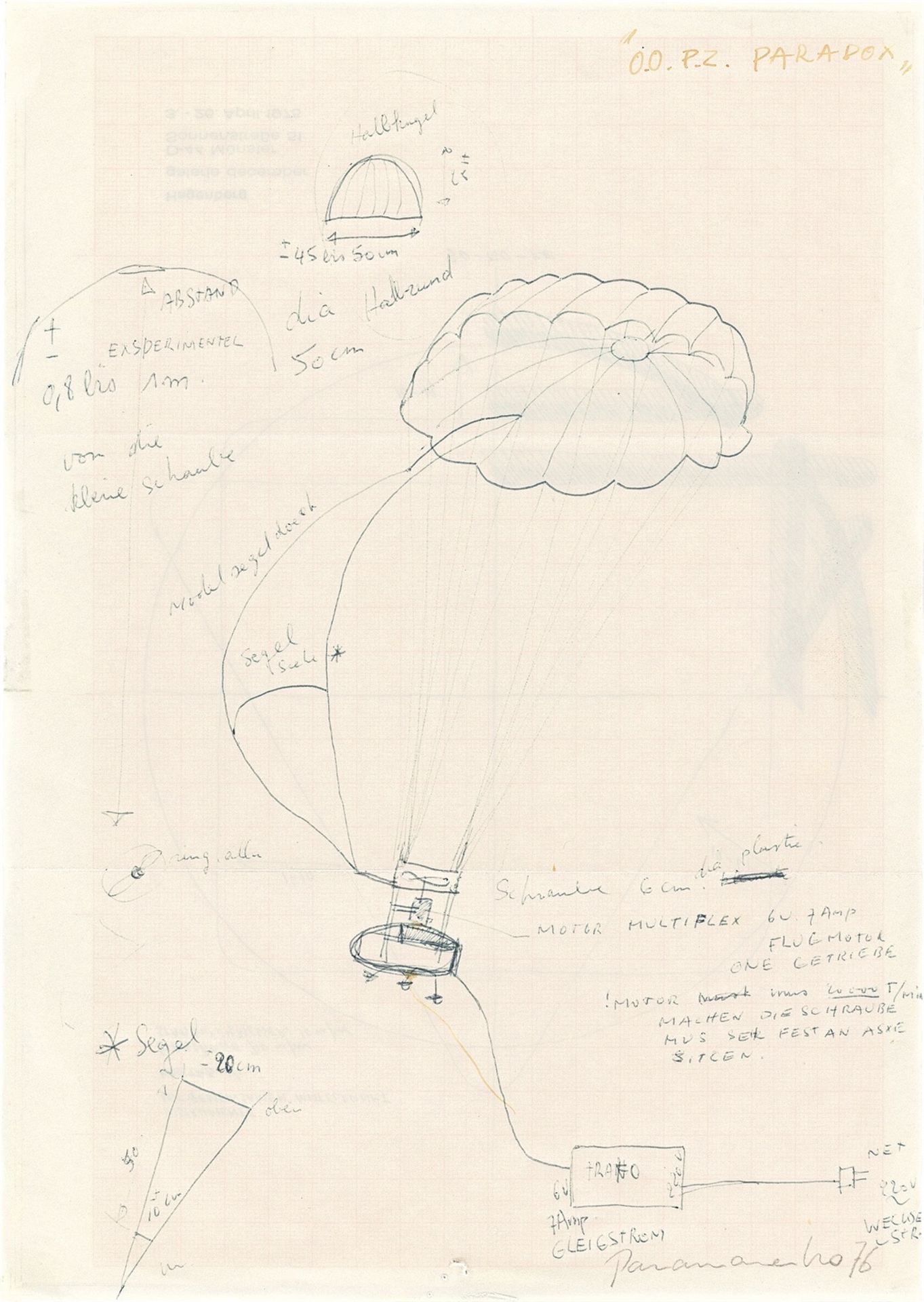 Panamarenko (d.i. Henri van Herwegen). „O.O. P.Z. Paradox“. 1976