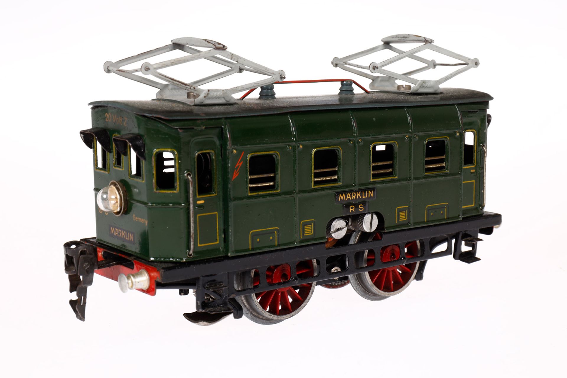 Märklin E-Lok RS 66/12900, Spur 0, elektr., grün, mit 1 el. bel. Stirnlampe, LS und gealterter Lack, - Bild 2 aus 5