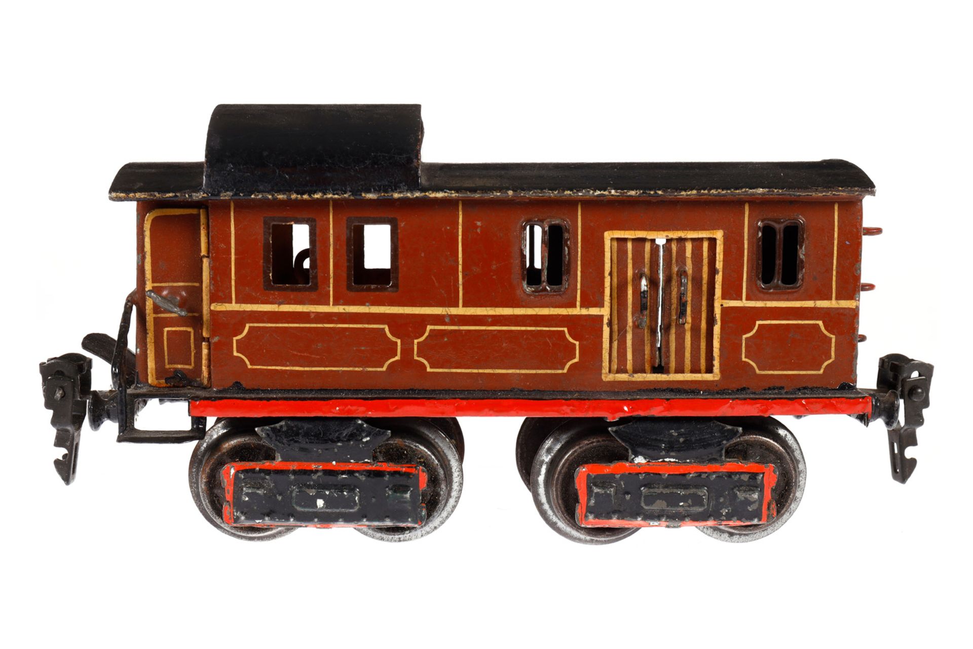 Märklin Gepäckwagen 1846, Spur 0, uralt, HL, mit Diensteinrichtung, 2 AT und 4 ST, Schwarz- und