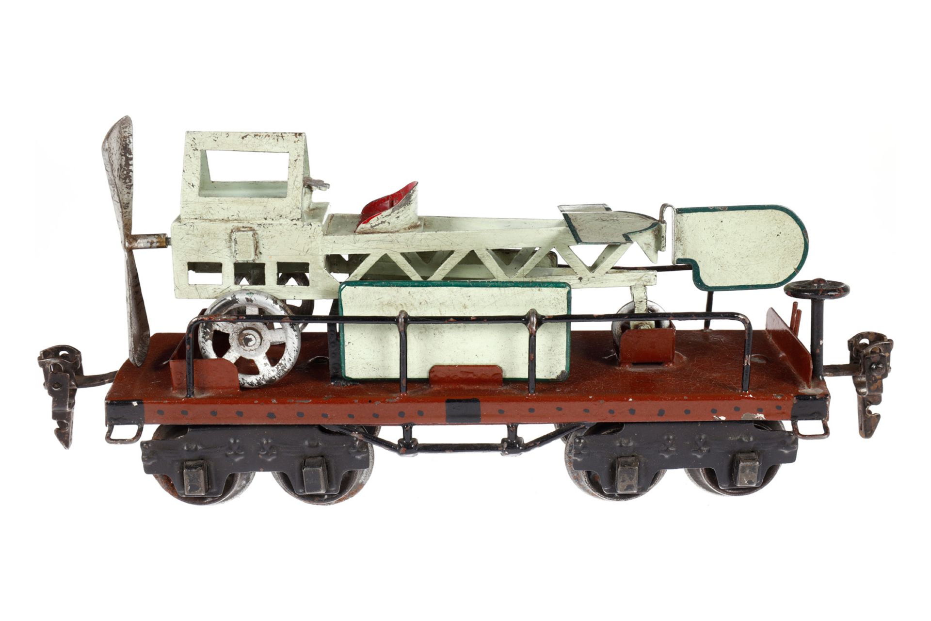 Märklin amerik. Flugzeugtransportwagen 1881, Spur 0, HL, Flugzeug ersetzt, LS und gealterter Lack, L