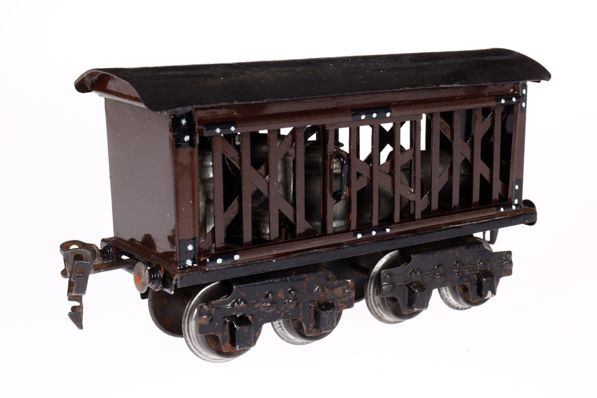 Märklin Milchwagen 1868, Spur 0, mit 2 ST und Milchkannen, rest. und ergänzt, L 16, Z 4 - Bild 3 aus 4