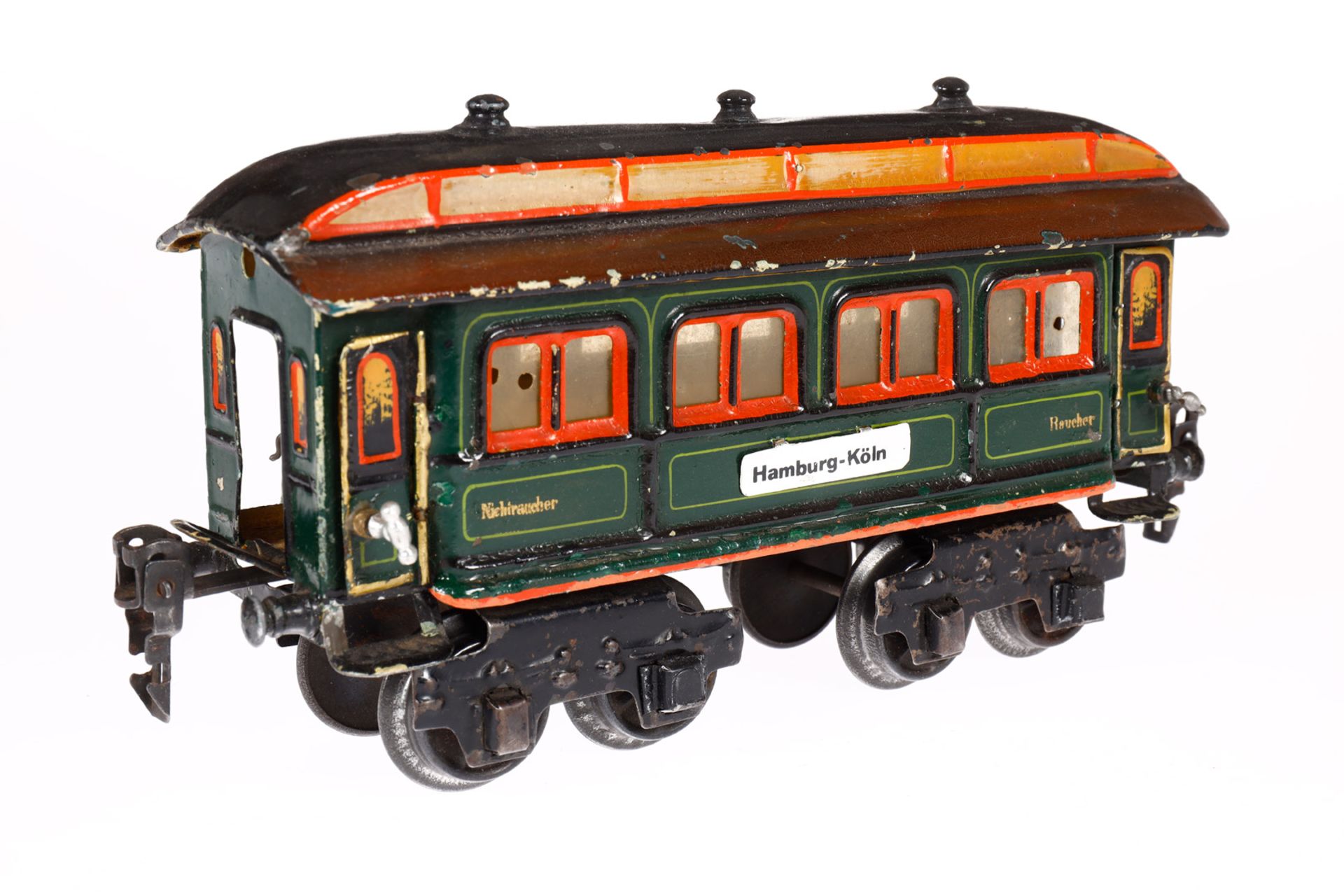 Märklin Personenwagen 1841, Spur 0, uralt, HL, mit 4 AT, ohne Inneneinrichtung, Schilder und - Bild 2 aus 4