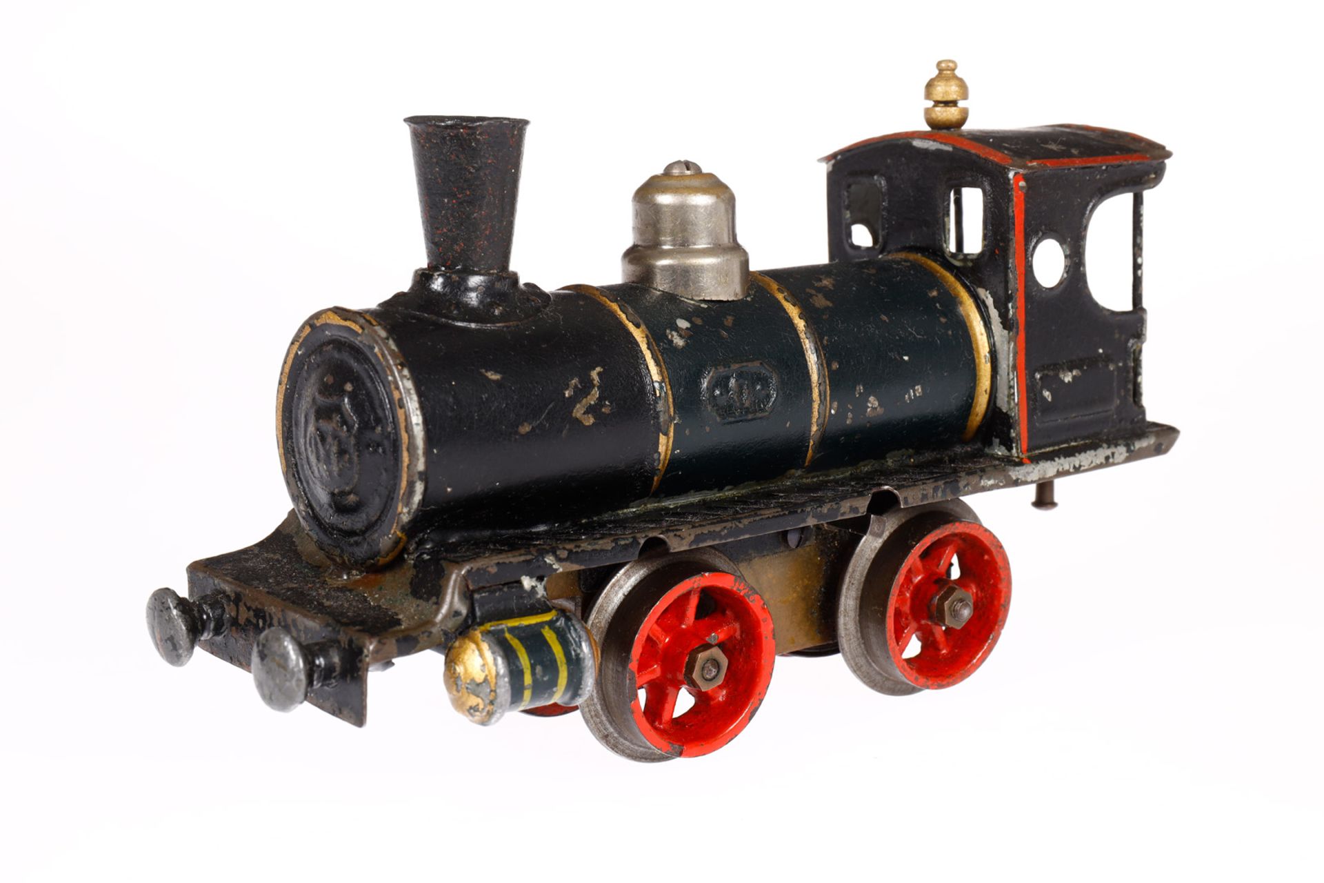 Märklin B-Dampflok, Spur 0, uralt, Uhrwerk intakt, HL, ohne Tender, Bremse fehlt, LS und - Bild 2 aus 4