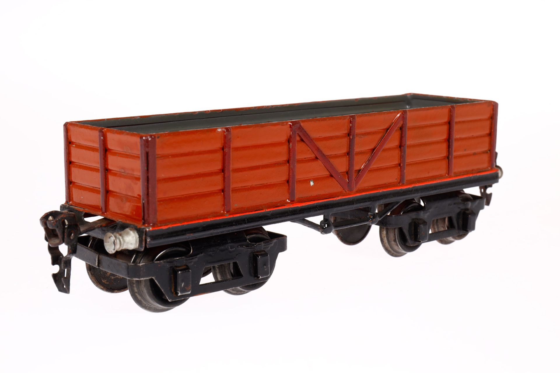 Märklin offener Güterwagen, Spur 0, HL, Vorserie, Wagenkasten aufgelötet, LS tw ausgeb., - Bild 3 aus 5