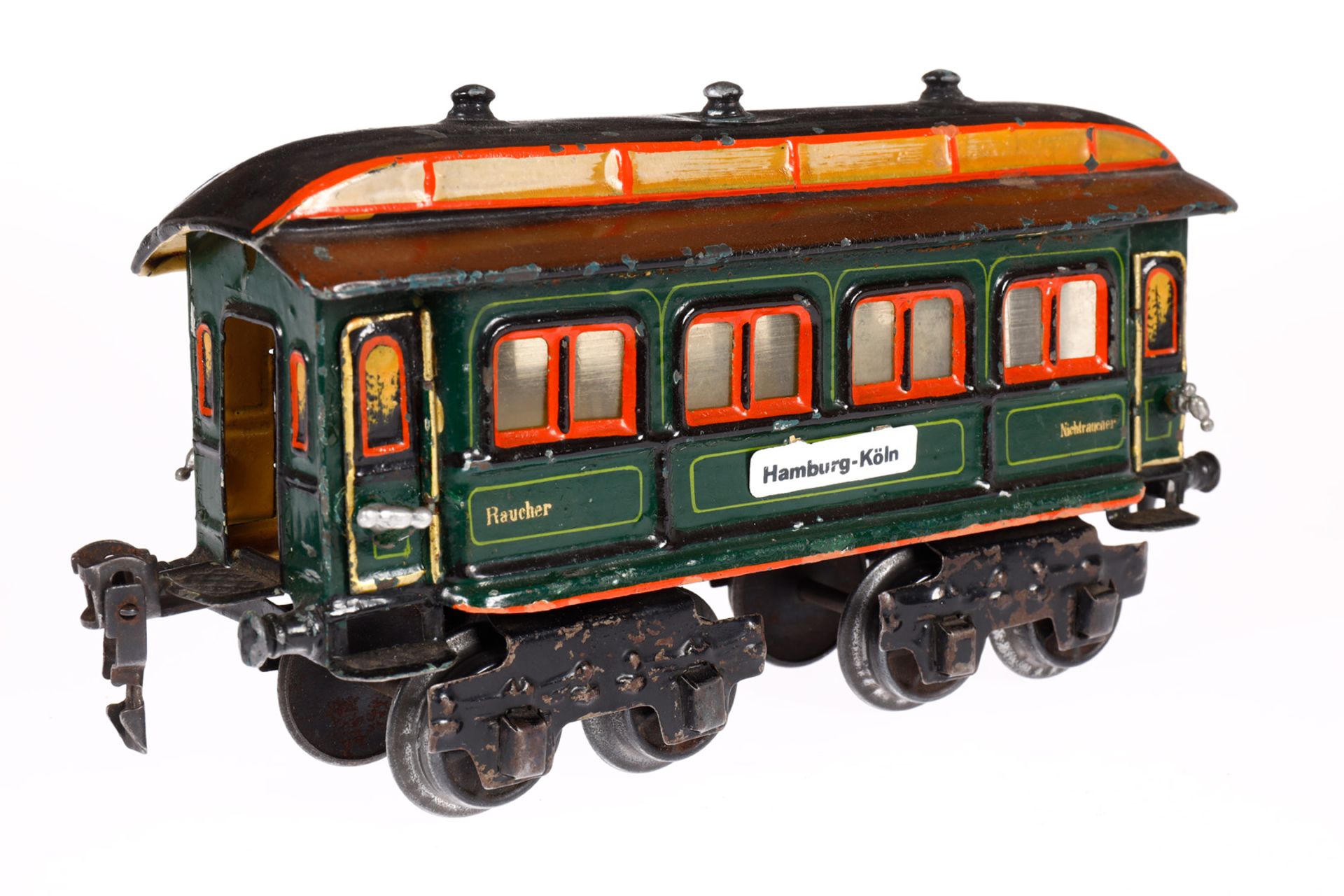 Märklin Personenwagen 1841, Spur 0, uralt, HL, mit 4 AT, ohne Inneneinrichtung, Schilder und - Bild 3 aus 4