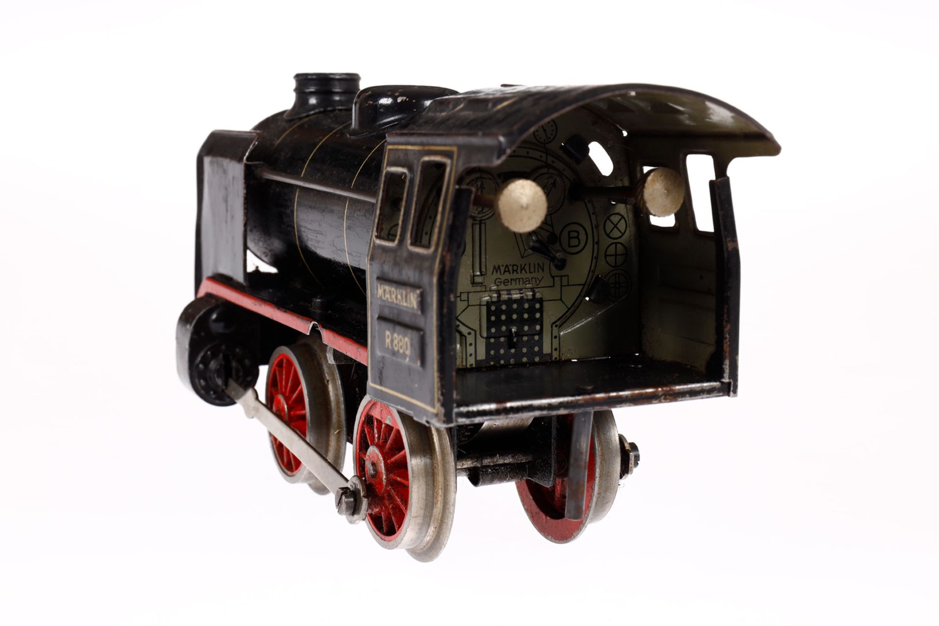 Märklin B-Dampflok R 880, Spur 0, Uhrwerk intakt, schwarz, mit Tender und gW, LS, Z 3 - Bild 3 aus 6