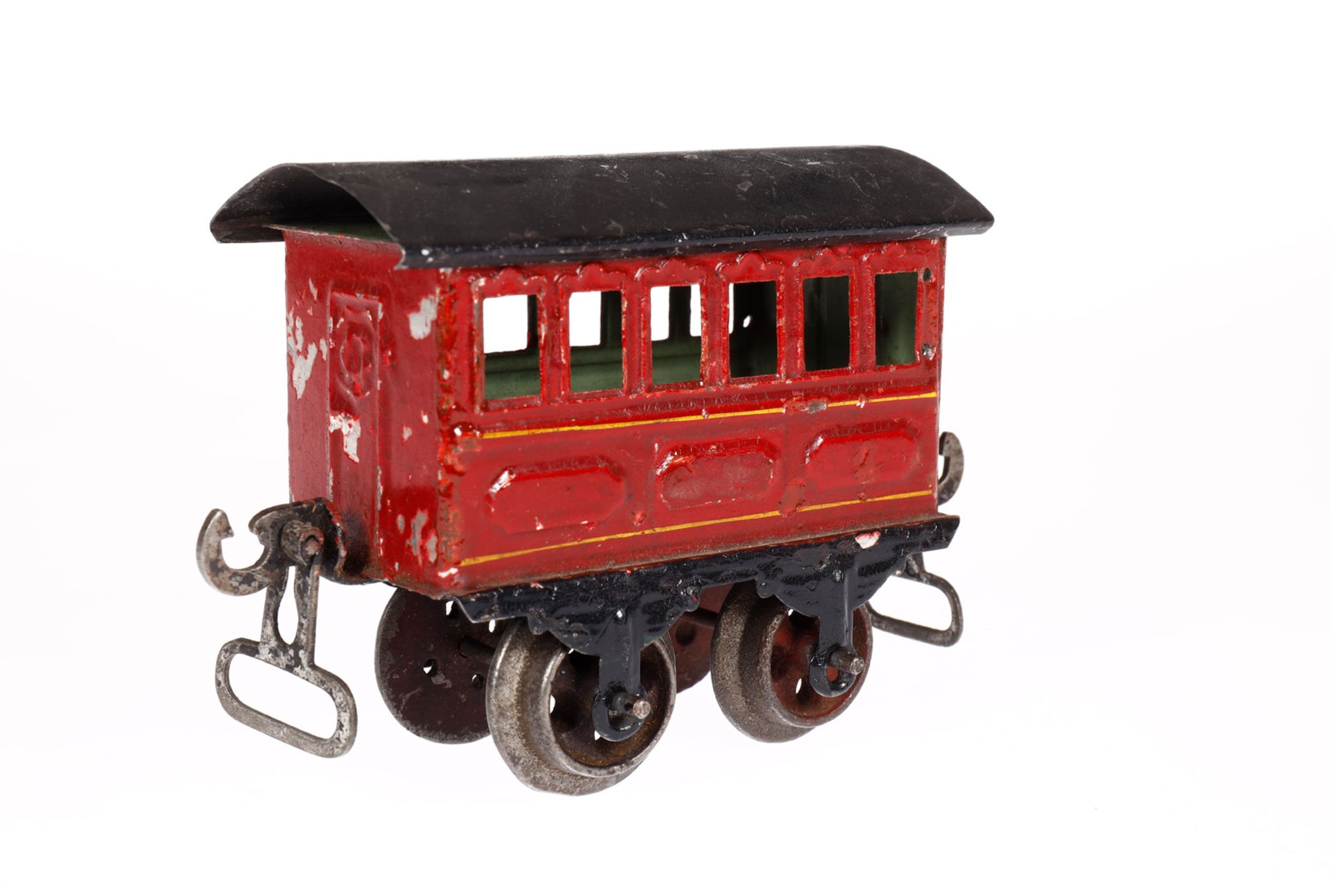 Märklin Personenwagen, Spur 0, uralt, HL, mit Bügelkupplungen und Gussrädern, LS tw ausgeb., - Bild 2 aus 4