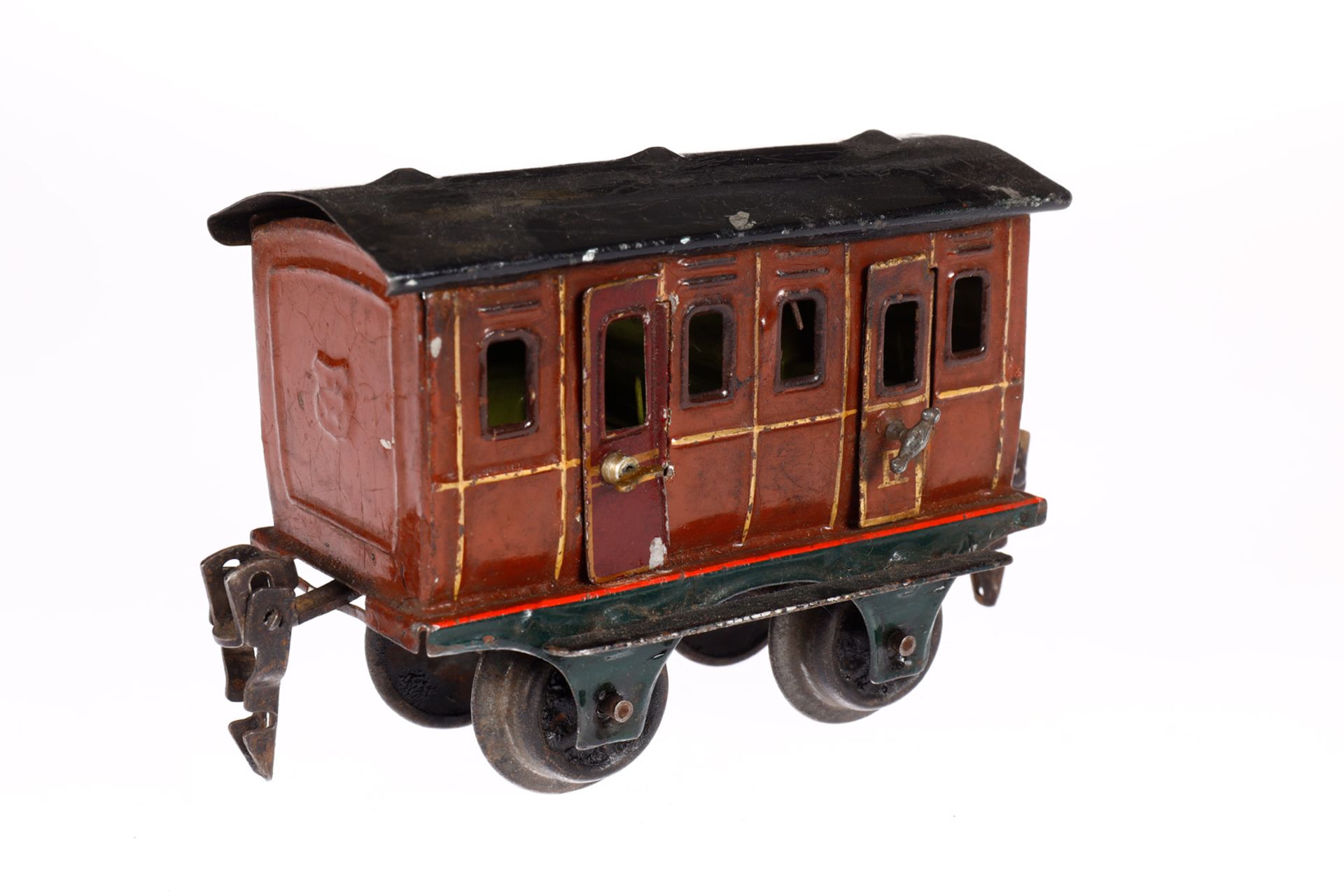 Märklin Abteilwagen 1806, Spur 0, uralt, braun, HL, mit Inneneinrichtung und 4 AT (1 ersetzt), LS - Bild 2 aus 5