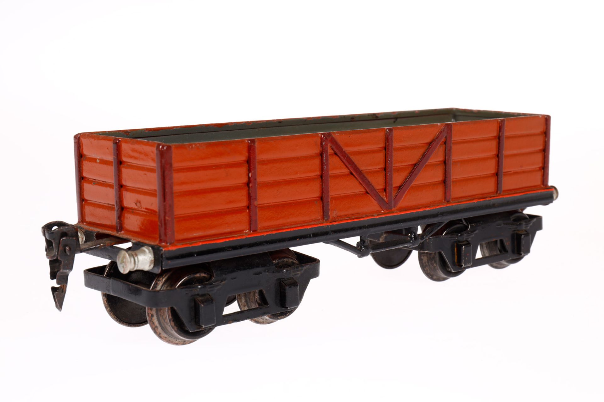 Märklin offener Güterwagen, Spur 0, HL, Vorserie, Wagenkasten aufgelötet, LS tw ausgeb., - Bild 2 aus 5