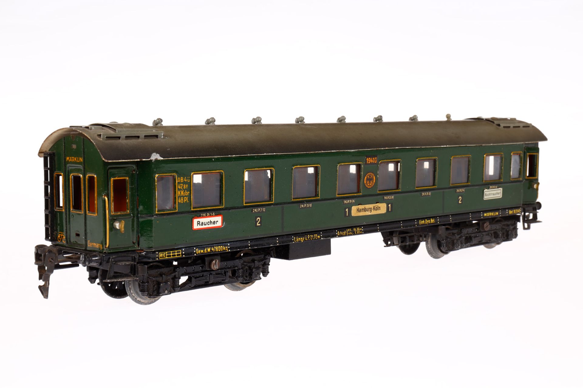 Märklin Personenwagen 1941 G, Spur 0, CL, mit Inneneinrichtung, 4 AT, Gussrädern und Schildern, LS - Bild 2 aus 5