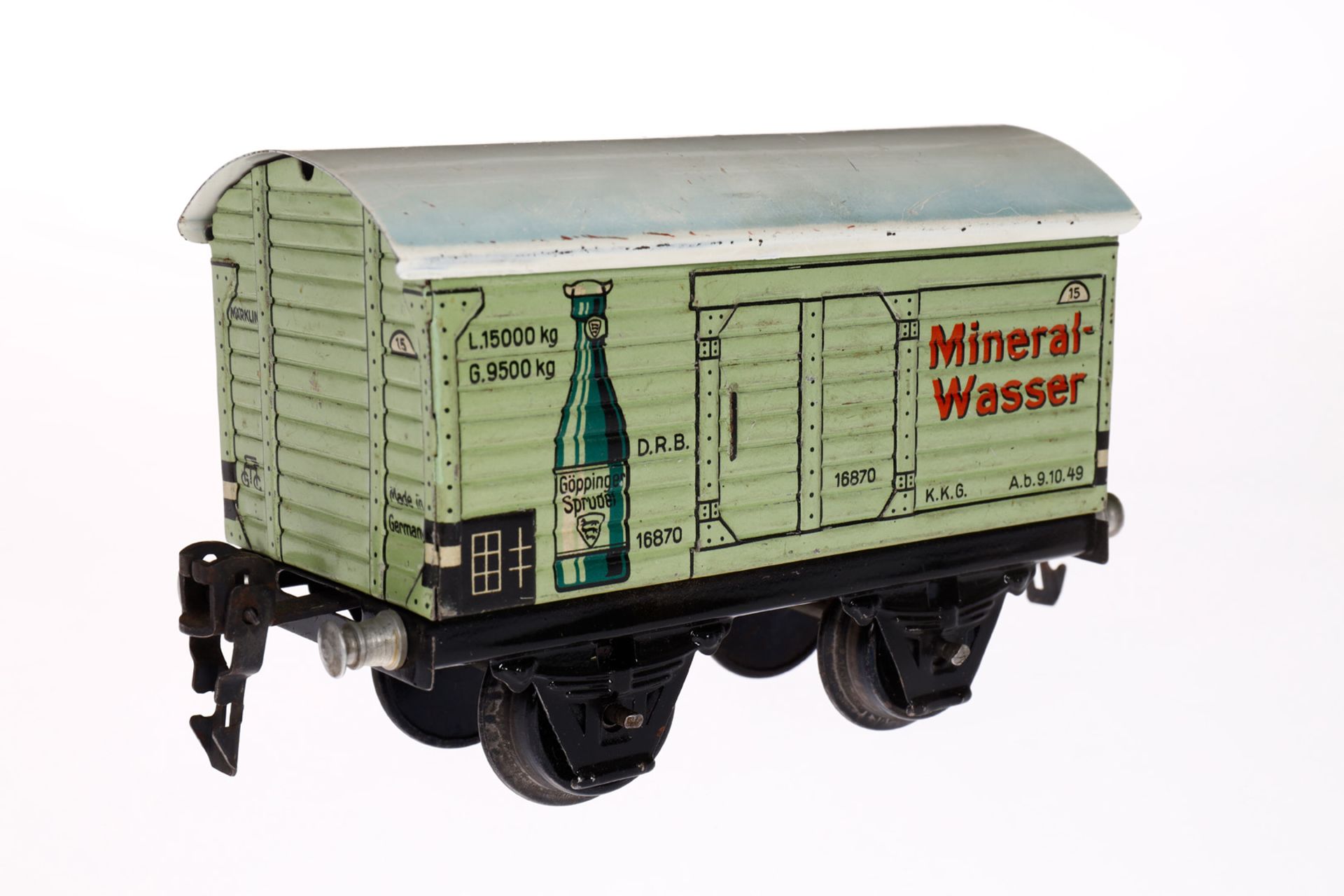 Märklin Mineralwasserwagen 1687, Spur 0, CL, mit 1 ST, LS und gealterter Lack, L 13, Z 2-3 - Bild 3 aus 4