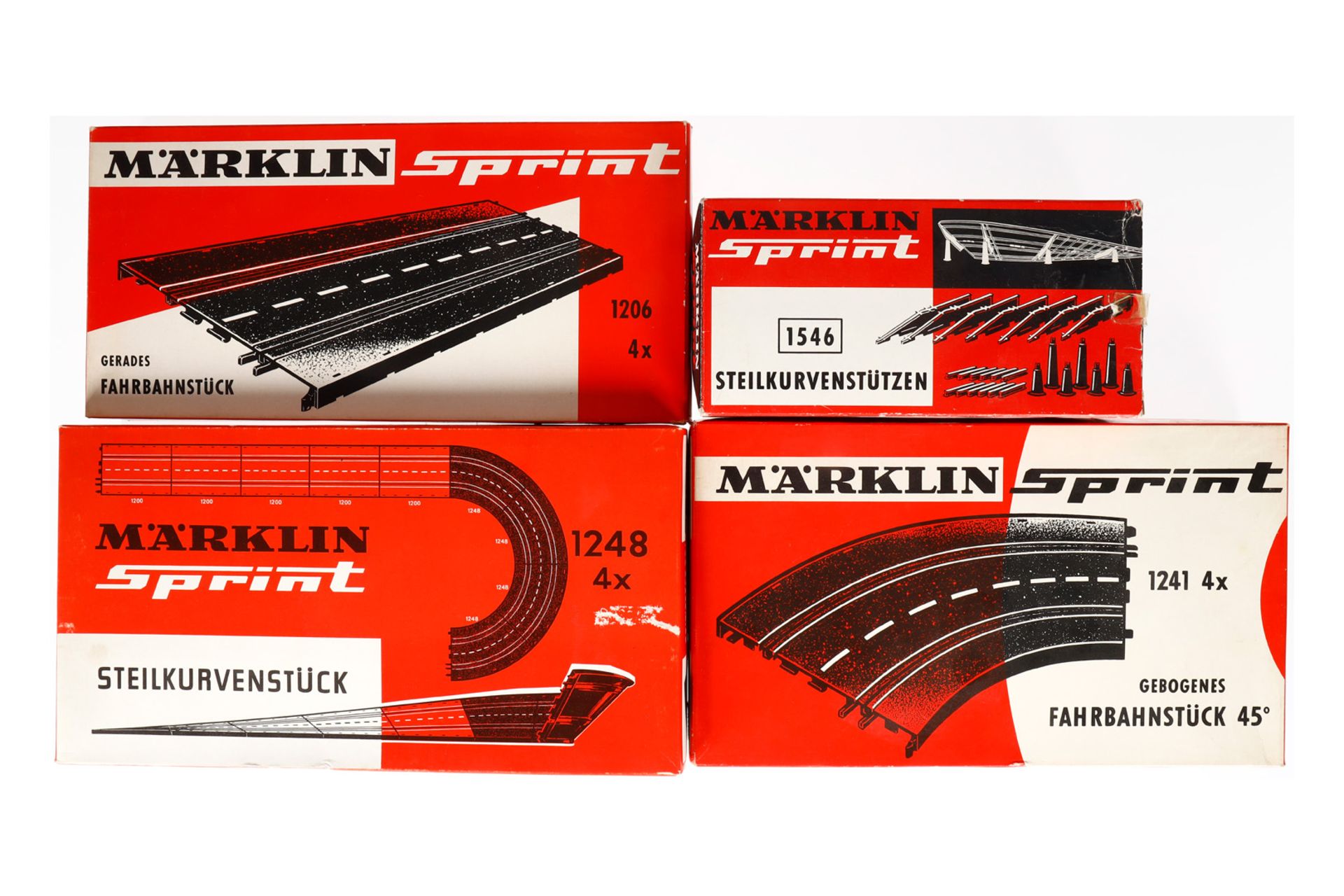 4 Märklin Sprint Packungen 1206, 1241, 1248 und 1546, je komplett, OKs leicht besch.,