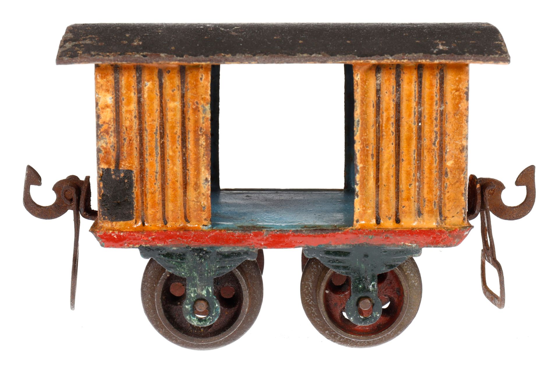 Märklin ged. Güterwagen 1803, Spur 0, uralt, HL, mit 2 TÖ, Gussrädern und Bügelkupplungen, LS, L