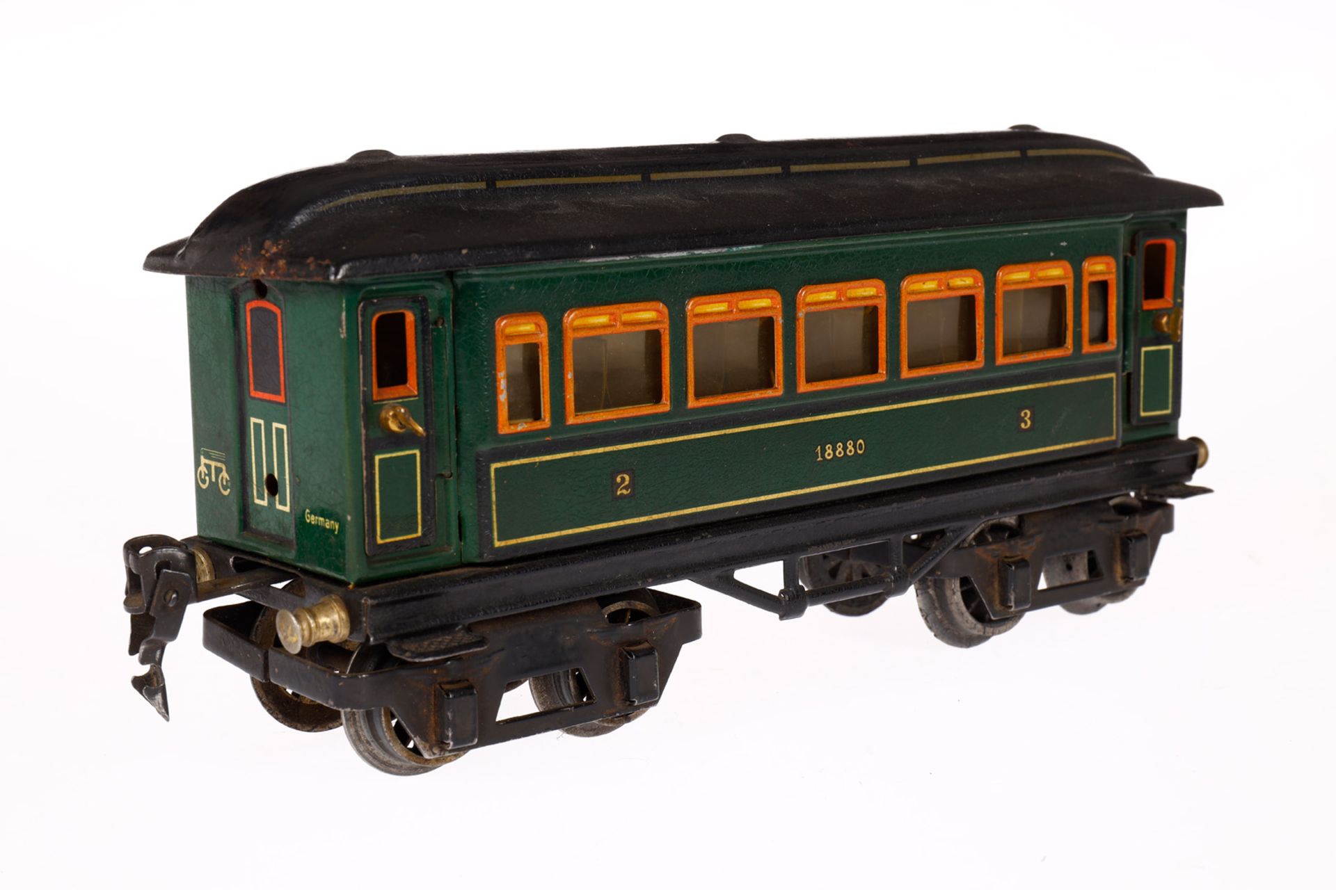 Märklin Personenwagen 1888, Spur 0, CL, mit Inneneinrichtung, 4 AT und versch. Gussrädern ( - Bild 3 aus 5