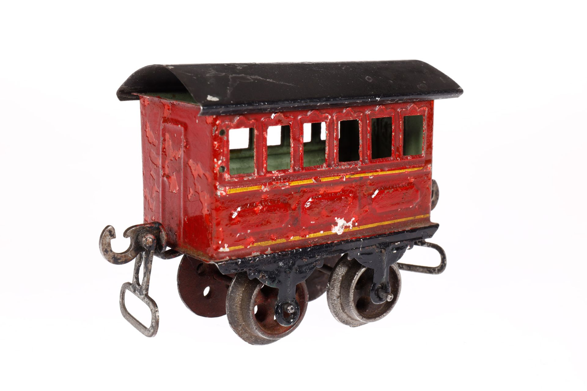 Märklin Personenwagen, Spur 0, uralt, HL, mit Bügelkupplungen und Gussrädern, LS tw ausgeb., - Bild 3 aus 4