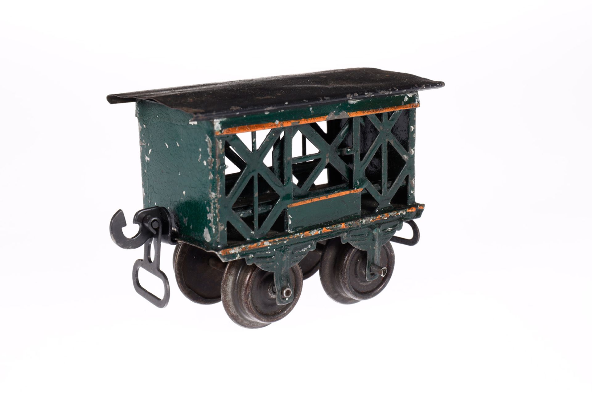 Märklin Kleintierwagen 1809, Spur 0, uralt, HL, mit 2 ST, Kupplungen ersetzt, LS, L 8, Z 3 - Bild 2 aus 4