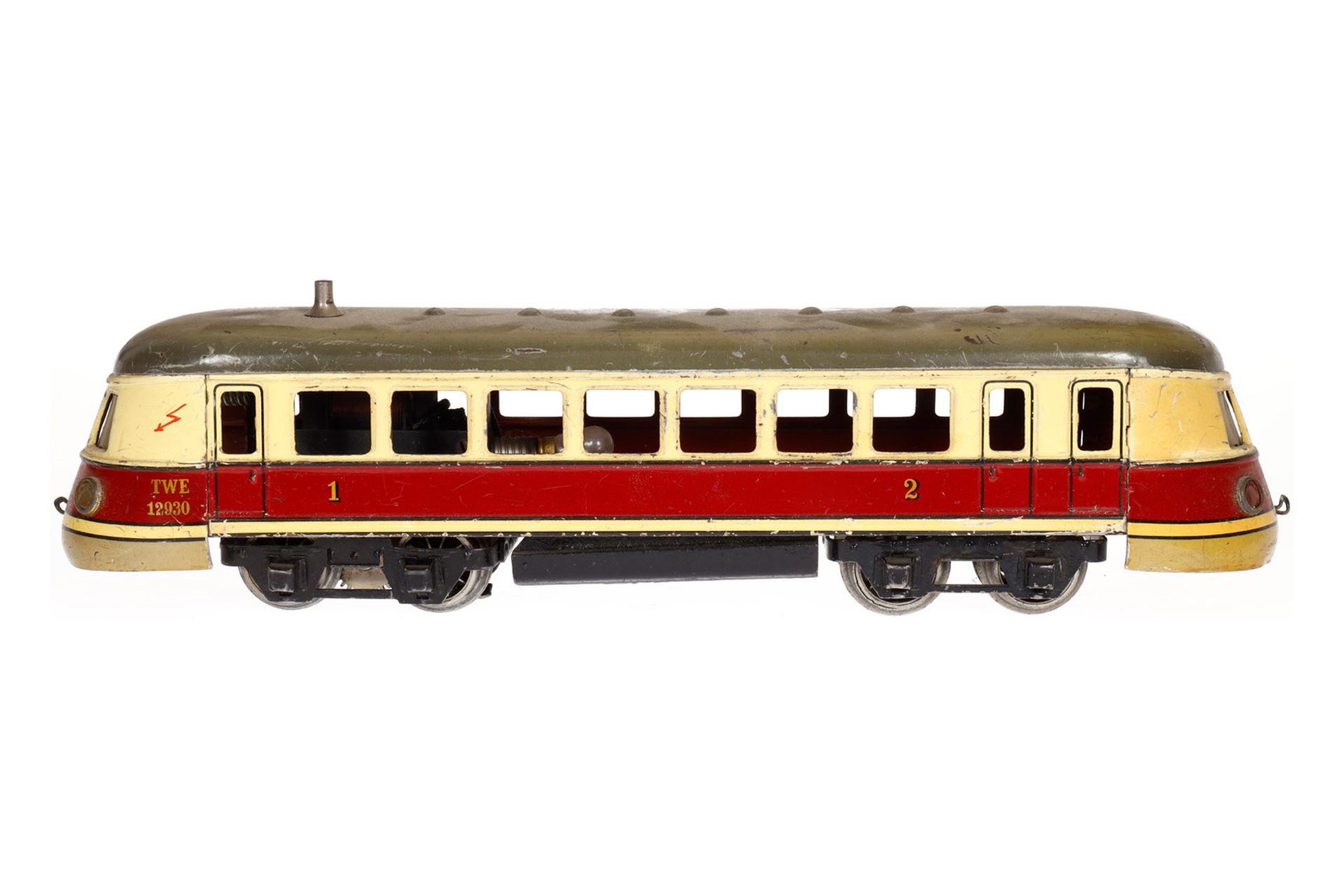 Märklin Triebwagen TWE 12930, Spur 0, elektr., creme/rot, ohne Scheiben, LS, Z 3