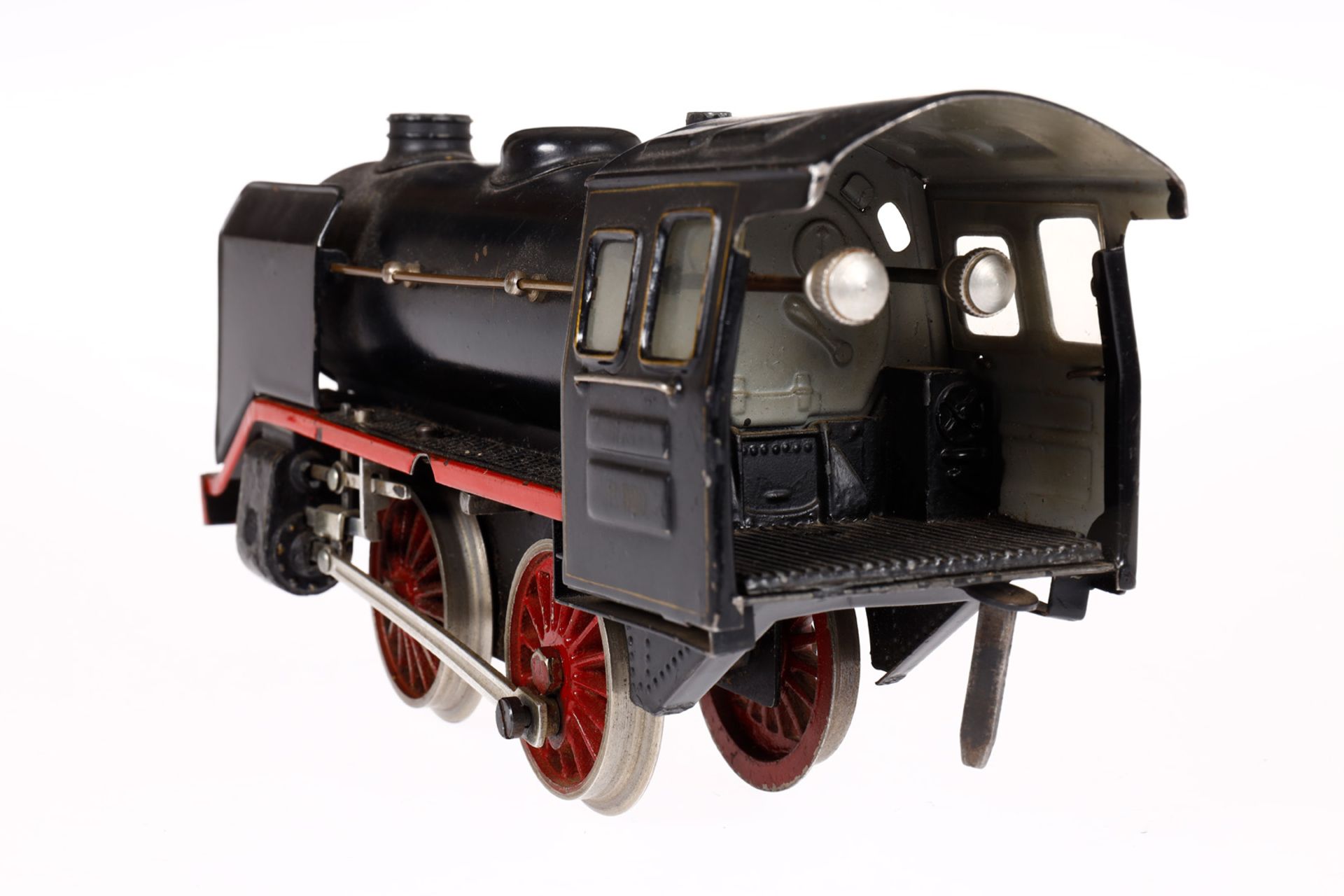 Märklin B-Dampflok R 920, Spur 0, Uhrwerk intakt, schwarz, mit Tender, gW und 2 imit. Stirnlampen, - Bild 3 aus 7