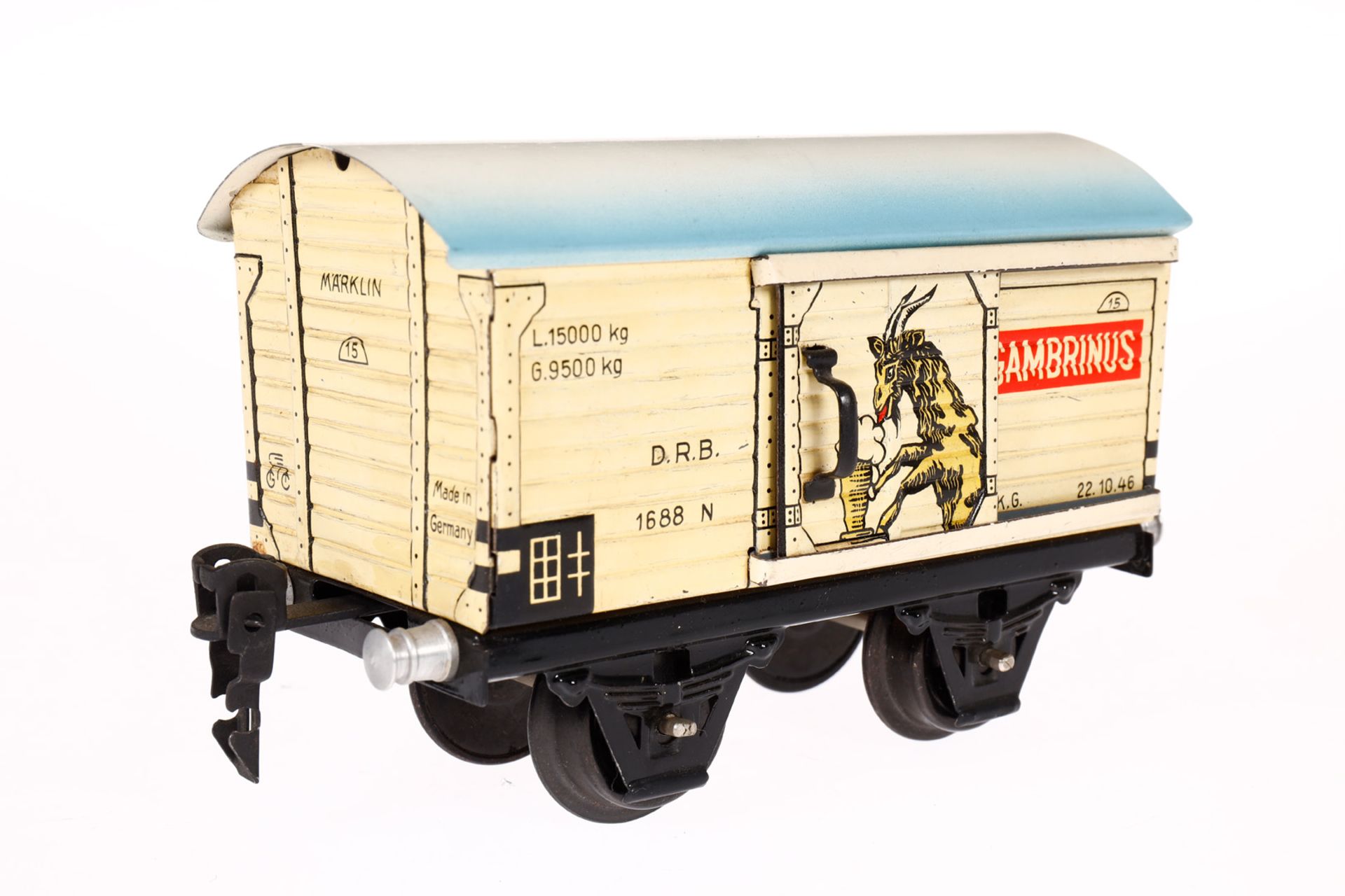 Märklin Gambrinus Bierwagen 1688, Spur 0, CL, mit 1 ST, Dach ersetzt, LS und gealterter Lack, L - Bild 3 aus 4