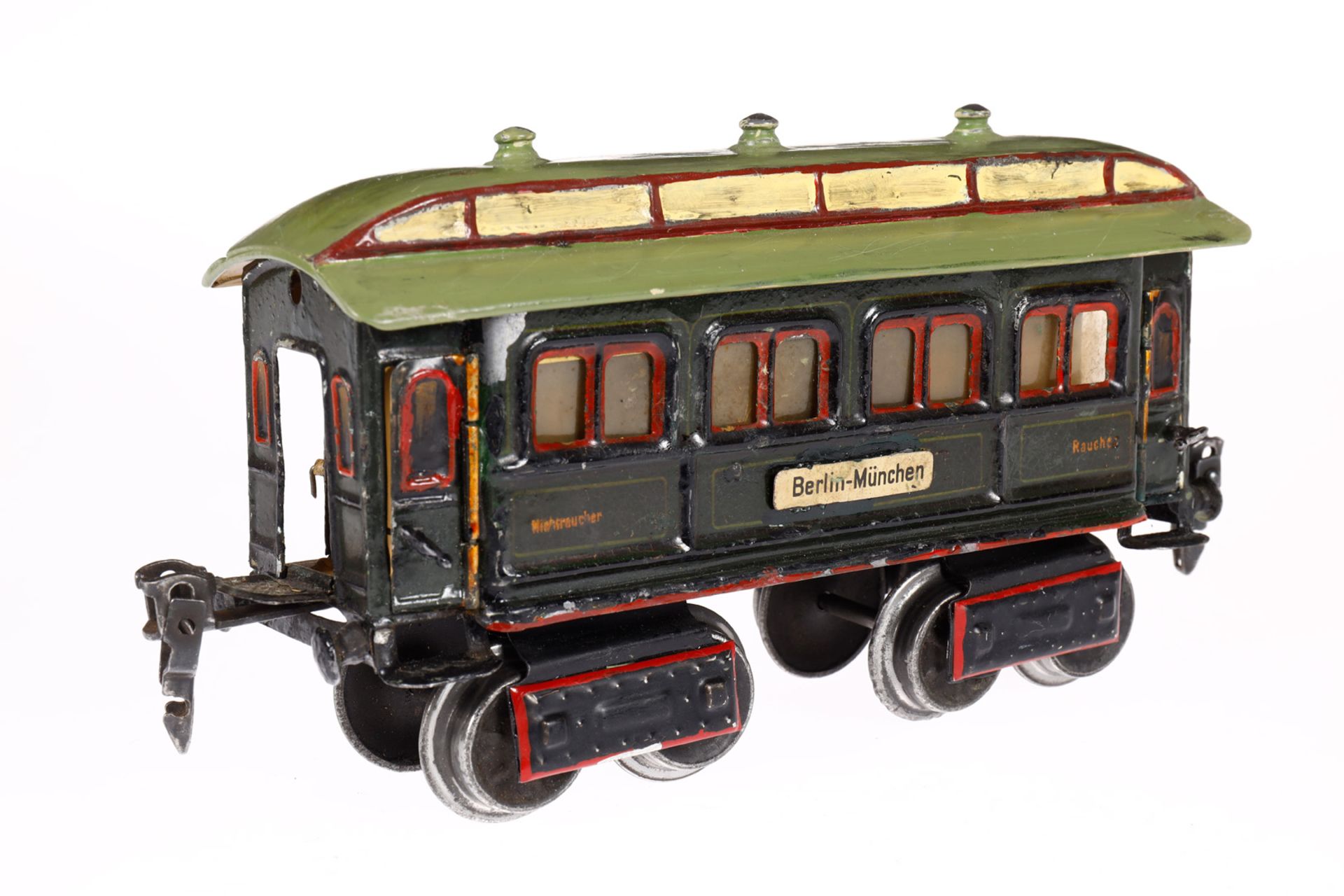 Märklin Personenwagen 1841, Spur 0, uralt, HL, mit Inneneinrichtung (ÜL) und 4 AT, Drehgestelle - Bild 2 aus 5