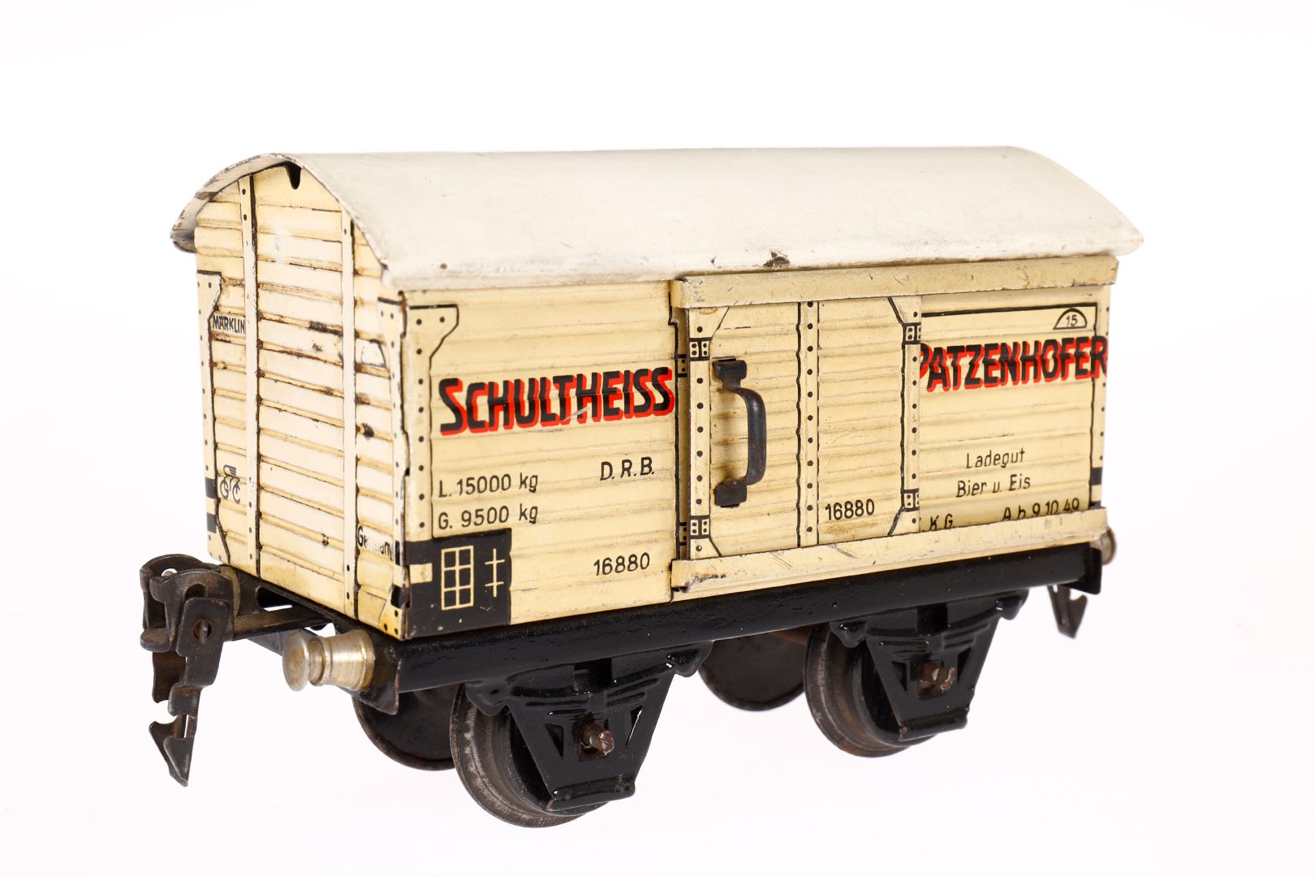 Märklin Schultheiss-Patzenhofer Bierwagen 1688, Spur 0, CL, mit 1 ST, LS und gealterter Lack, L - Bild 3 aus 4