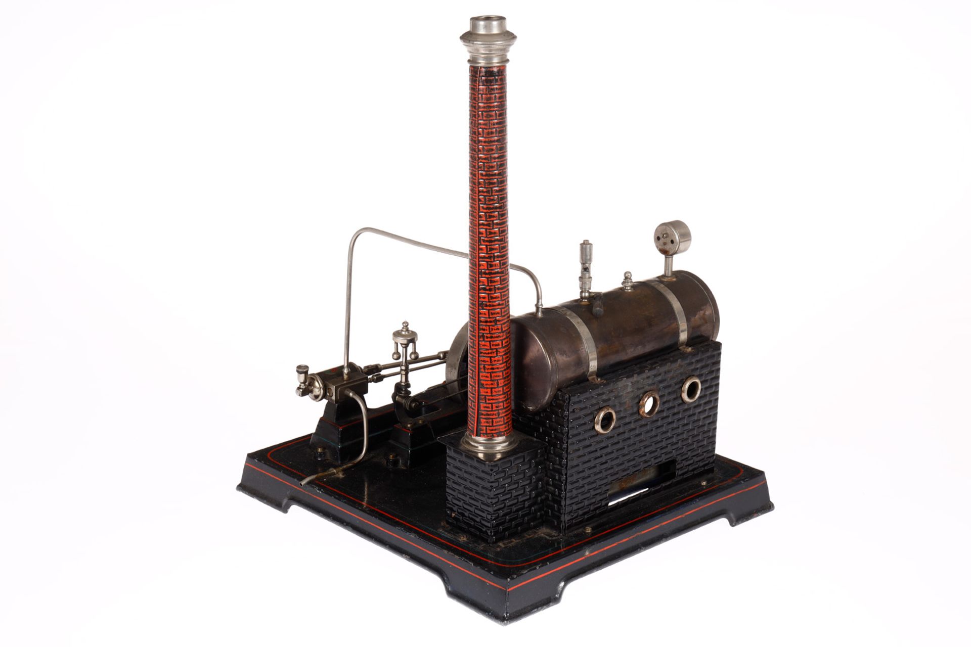 Doll Dampfmaschine, liegender patinierter Kessel, KD 6,2, mit Brenner (NV), Armaturen, feststehendem - Bild 2 aus 2