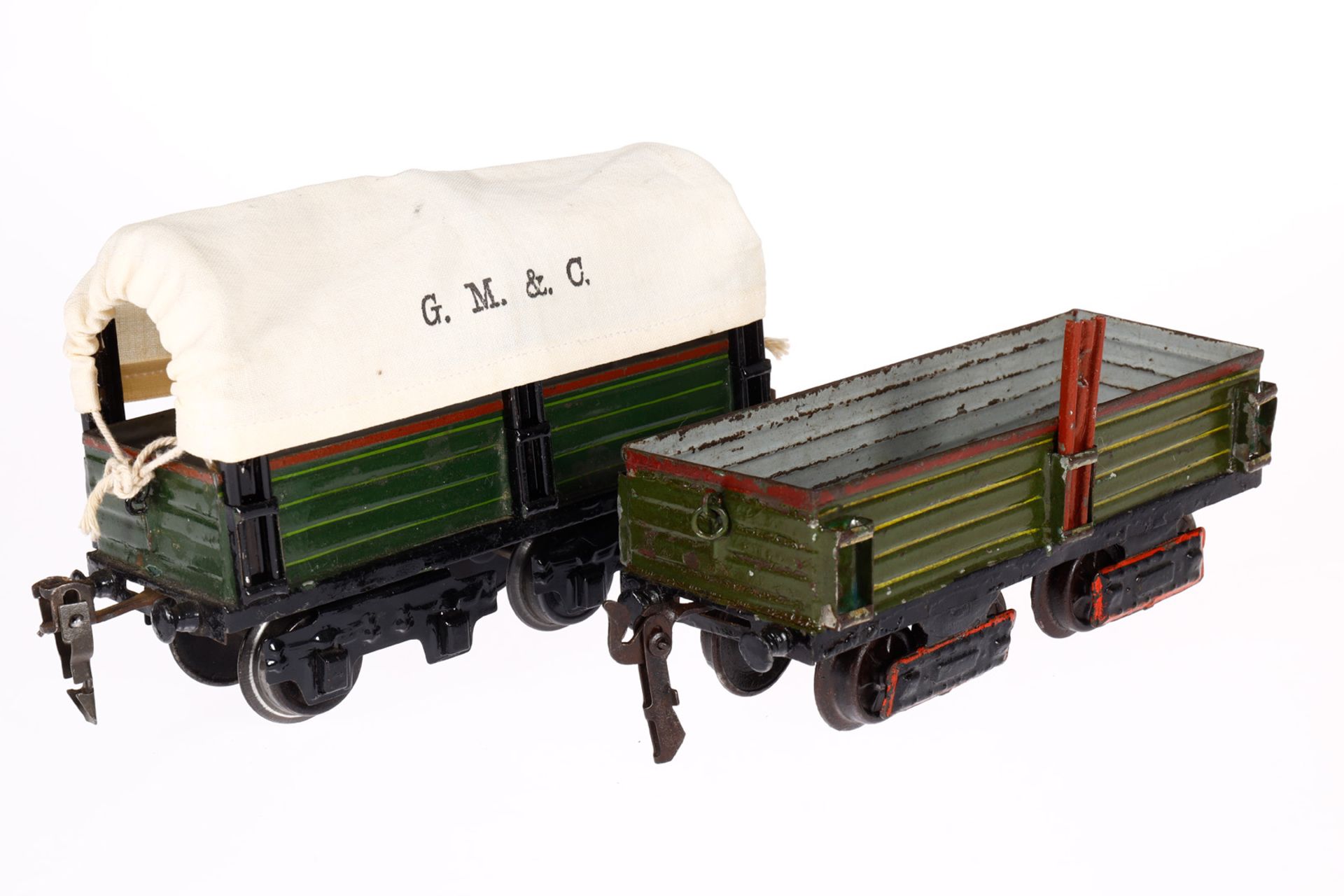 2 Märklin Planewagen 1910, Spur 0, HL, NV und tw ergänzt, L 16,5, Z 4 - Bild 2 aus 3