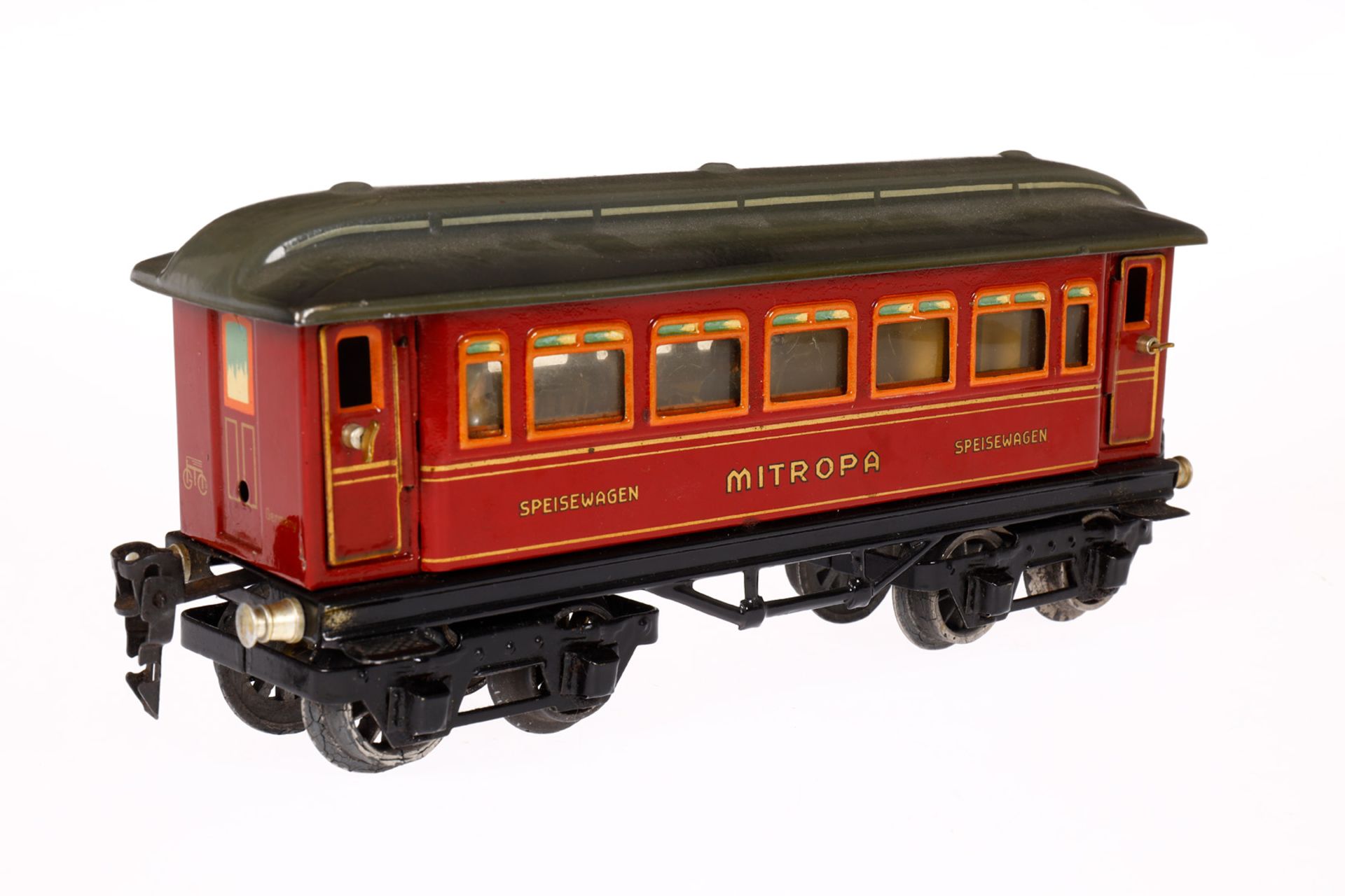 Märklin Mitropa Speisewagen 1888, Spur 0, CL, mit Inneneinrichtung, Figuren, 4 AT und Gussrädern ( - Bild 2 aus 5