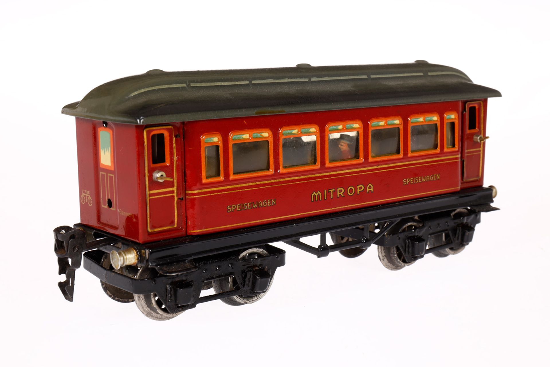 Märklin Mitropa Speisewagen 1888, Spur 0, CL, mit Inneneinrichtung, Figuren, 4 AT und Gussrädern ( - Bild 3 aus 5