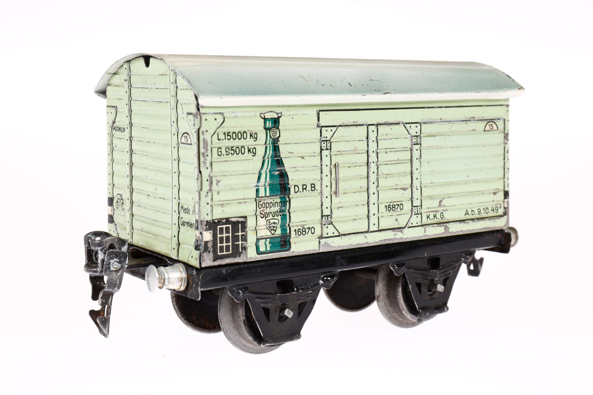 Märklin Mineralwasserwagen 1687, Spur 0, CL, mit 1 ST, LS und gealterter Lack, L 13, Z 3 - Bild 2 aus 4