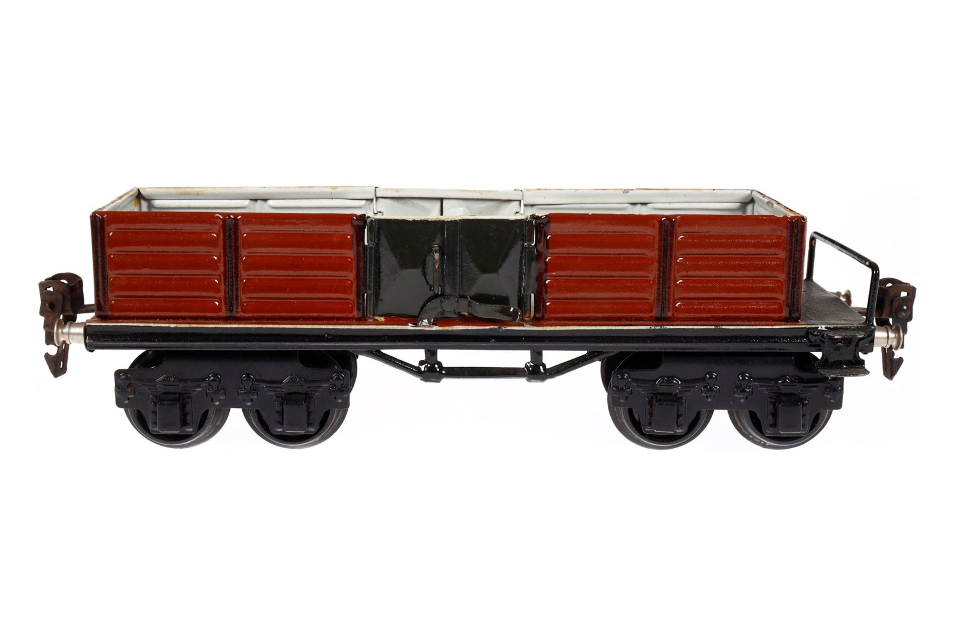 Märklin offener Güterwagen 1951, Spur 0, HL, 2x2 LTH, LS und gealterter Lack, L 21,5, sonst noch Z