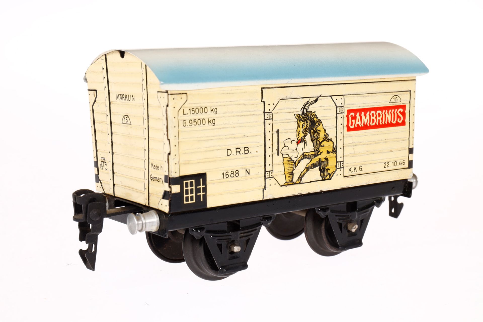 Märklin Gambrinus Bierwagen 1688, Spur 0, CL, mit 1 ST, Dach ersetzt, LS und gealterter Lack, L - Bild 2 aus 4