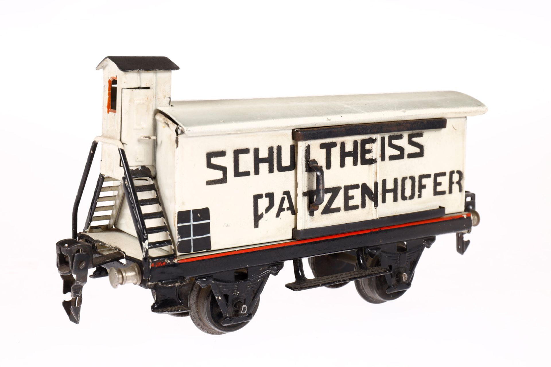 Märklin Schultheiss-Patzenhofer Bierwagen 1988, Spur 0, HL, mit BRHh und 2 ST, glatte Seitenwände, - Bild 3 aus 4