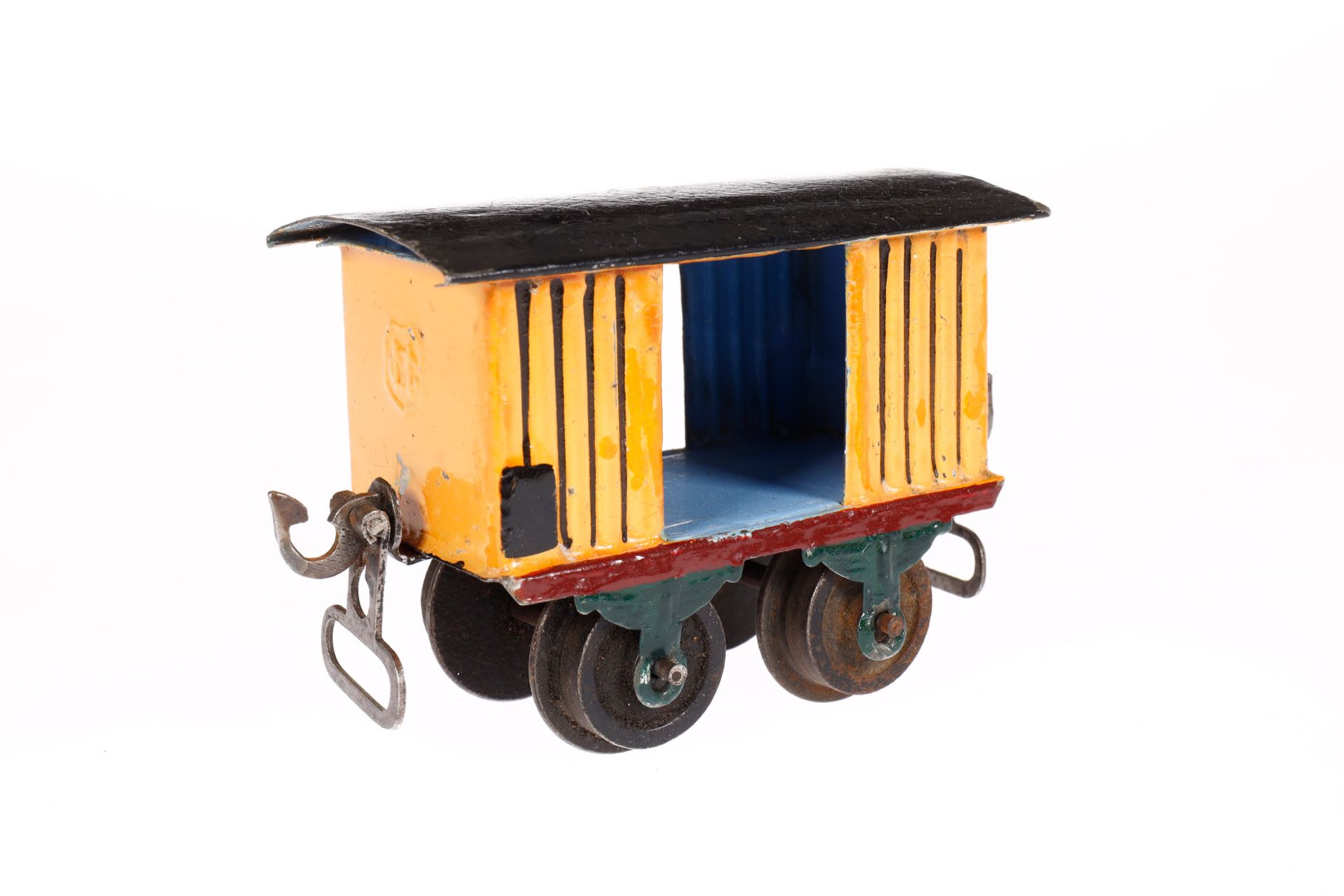 Märklin Gepäckwagen 1803, Spur 0, uralt, HL, mit 2 TÖ und Bügelkupplungen, tw nachlackiert, LS, L 8, - Bild 3 aus 4